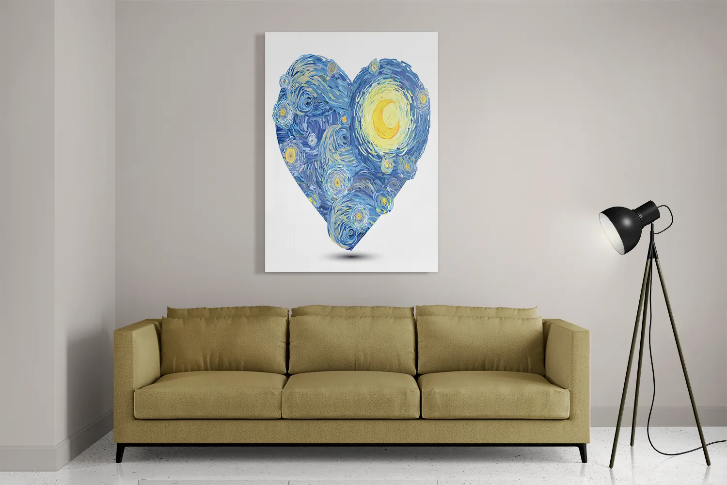 Schilderij Kwaststrepen Hartvorm Rechthoek Verticaal Template DB 50 70 Verticaal Abstract 23 2