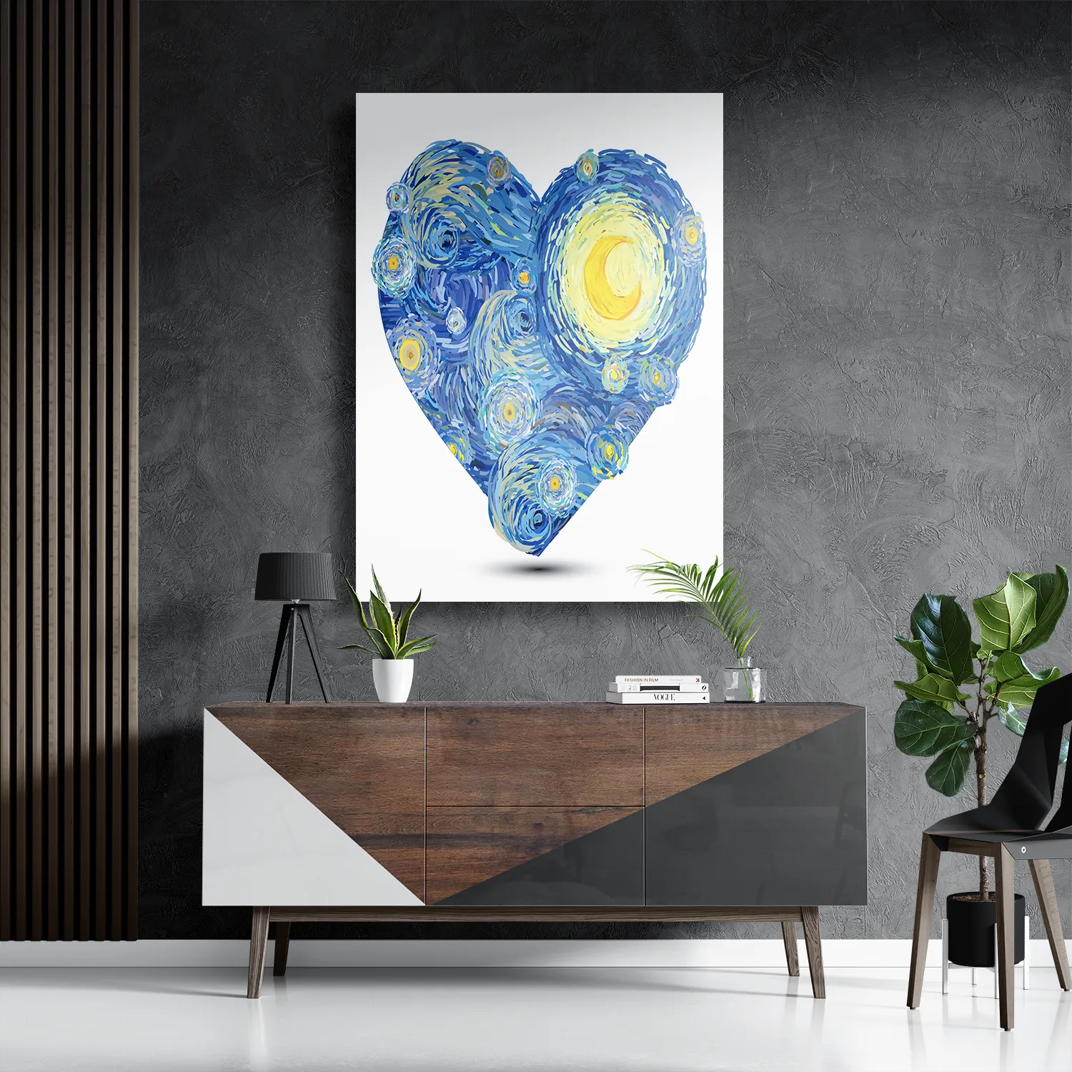 Schilderij Kwaststrepen Hartvorm Rechthoek Verticaal Template DB 50 70 Verticaal Abstract 23 3