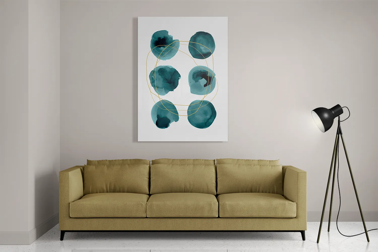 Schilderij Scandinavisch Rond Patroon Groen Rechthoek Verticaal Template DB 50 70 Verticaal Abstract 29 2