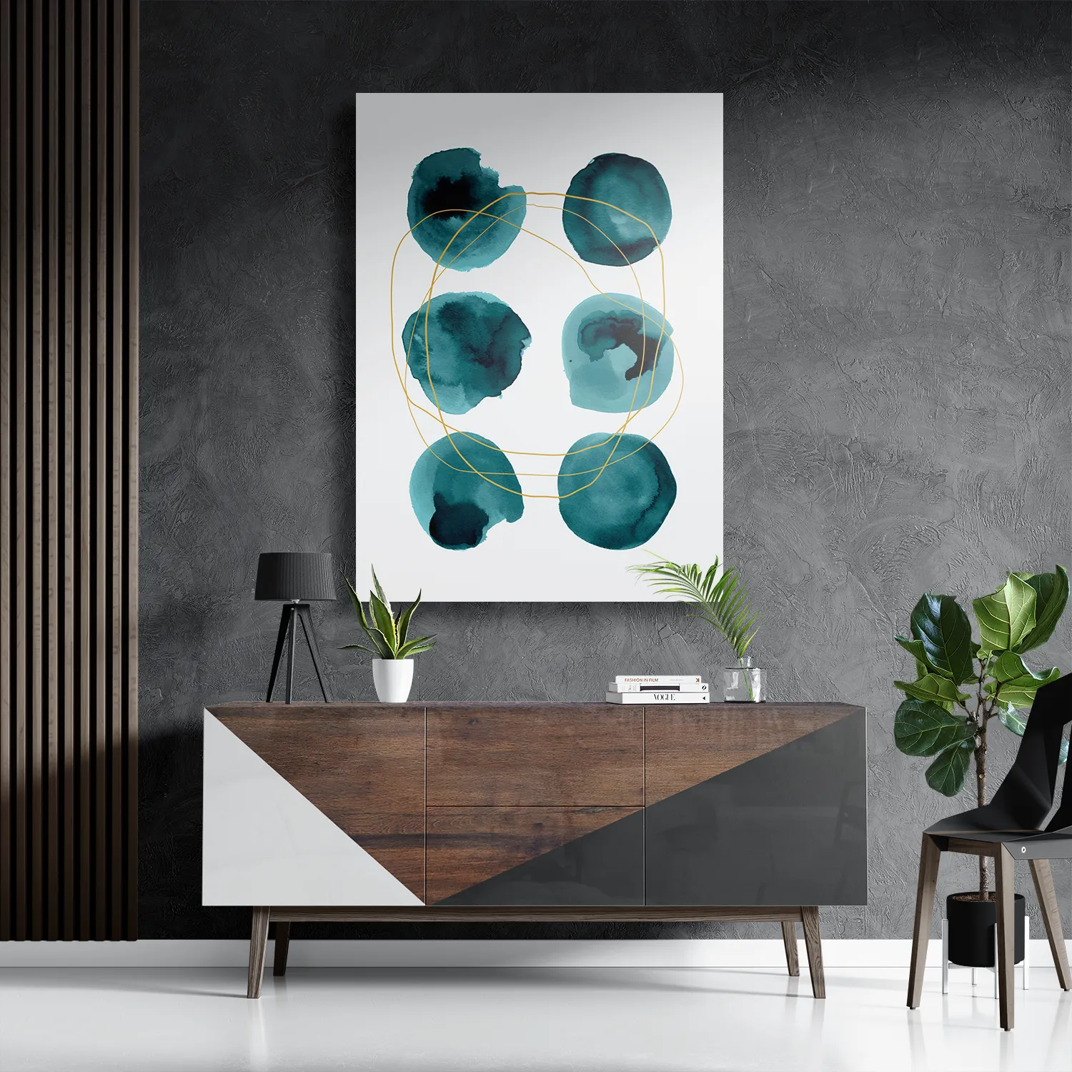 Schilderij Scandinavisch Rond Patroon Groen Rechthoek Verticaal Template DB 50 70 Verticaal Abstract 29 3