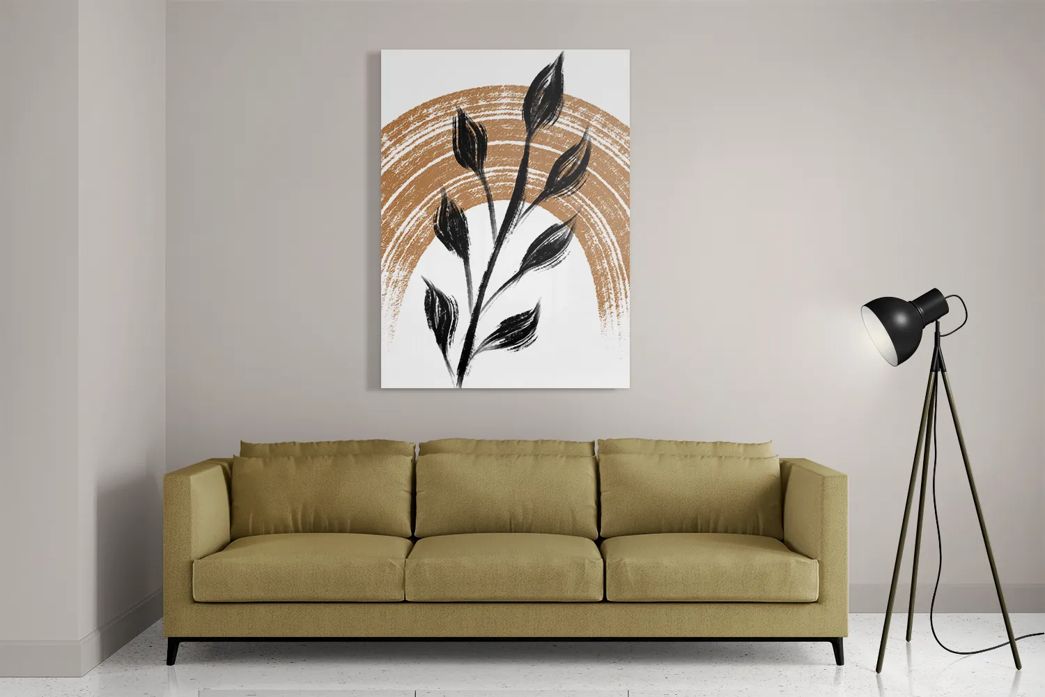 Schilderij Scandinavisch Patroon met Bloem 01 Rechthoek Verticaal Template DB 50 70 Verticaal Abstract 33 2