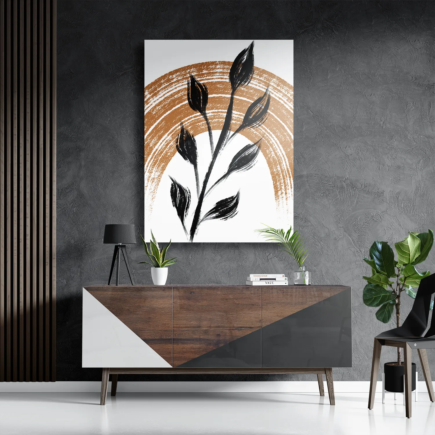 Schilderij Scandinavisch Patroon met Bloem 01 Rechthoek Verticaal Template DB 50 70 Verticaal Abstract 33 3