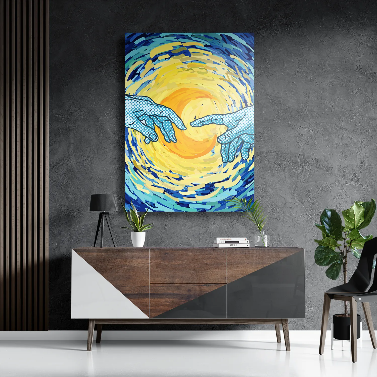 Schilderij De Slaapwandeling Naar De Maan Rechthoek Verticaal Template DB 50 70 Verticaal Abstract 35 3