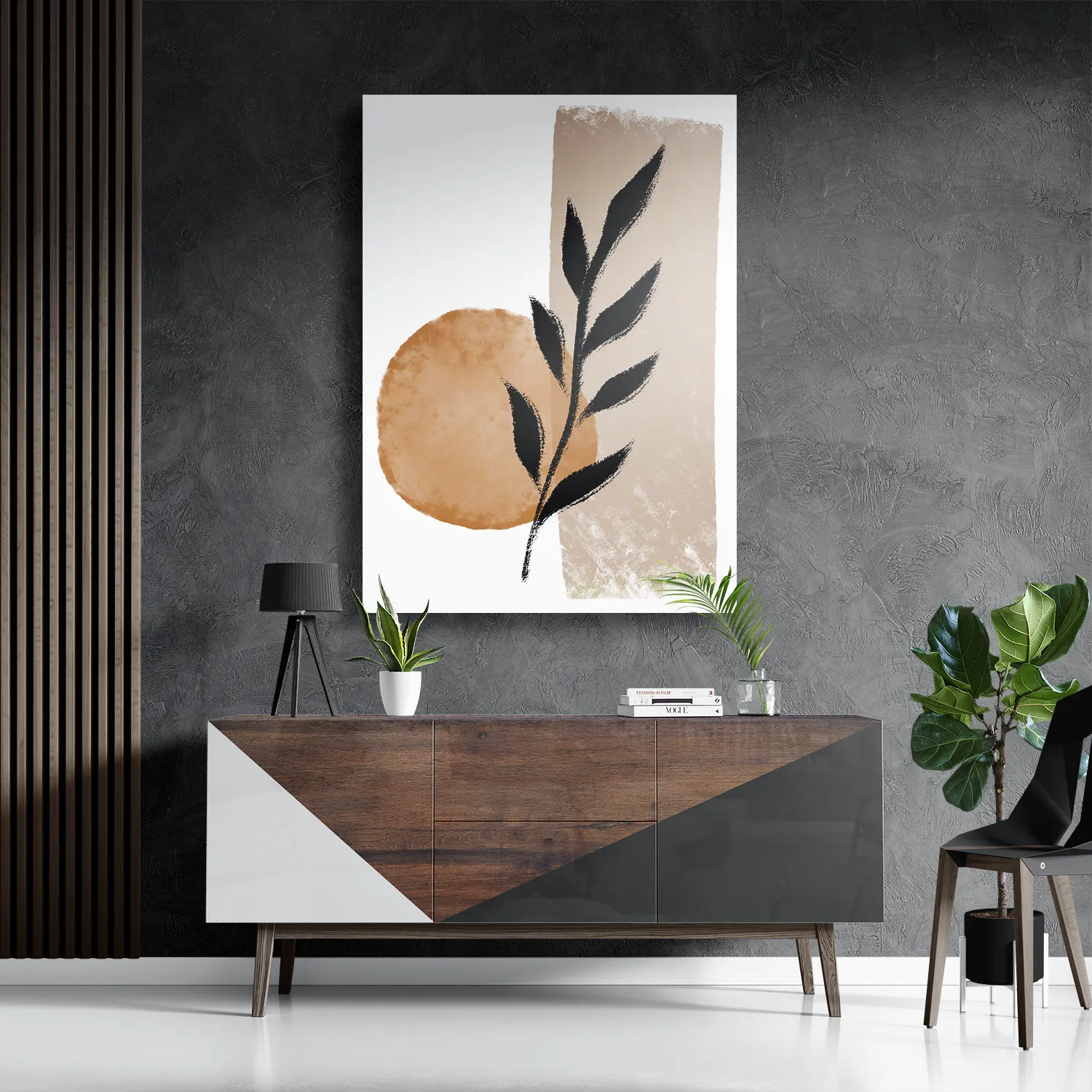 Schilderij Scandinavisch Patroon met Bloem 02 Rechthoek Verticaal Template DB 50 70 Verticaal Abstract 40 3