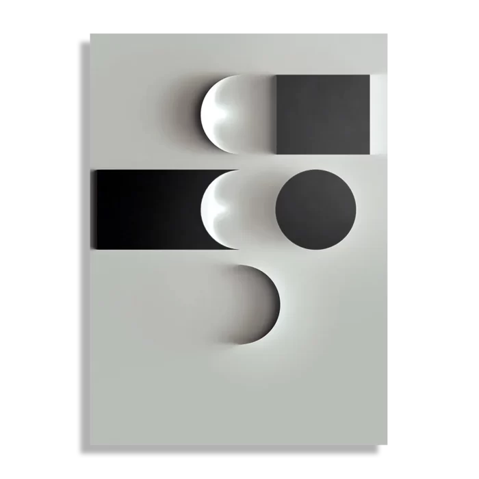 Schilderij Scandinavisch Wit met Zwart Element 02 Rechthoek Verticaal Template DB 50 70 Verticaal Abstract 62 1