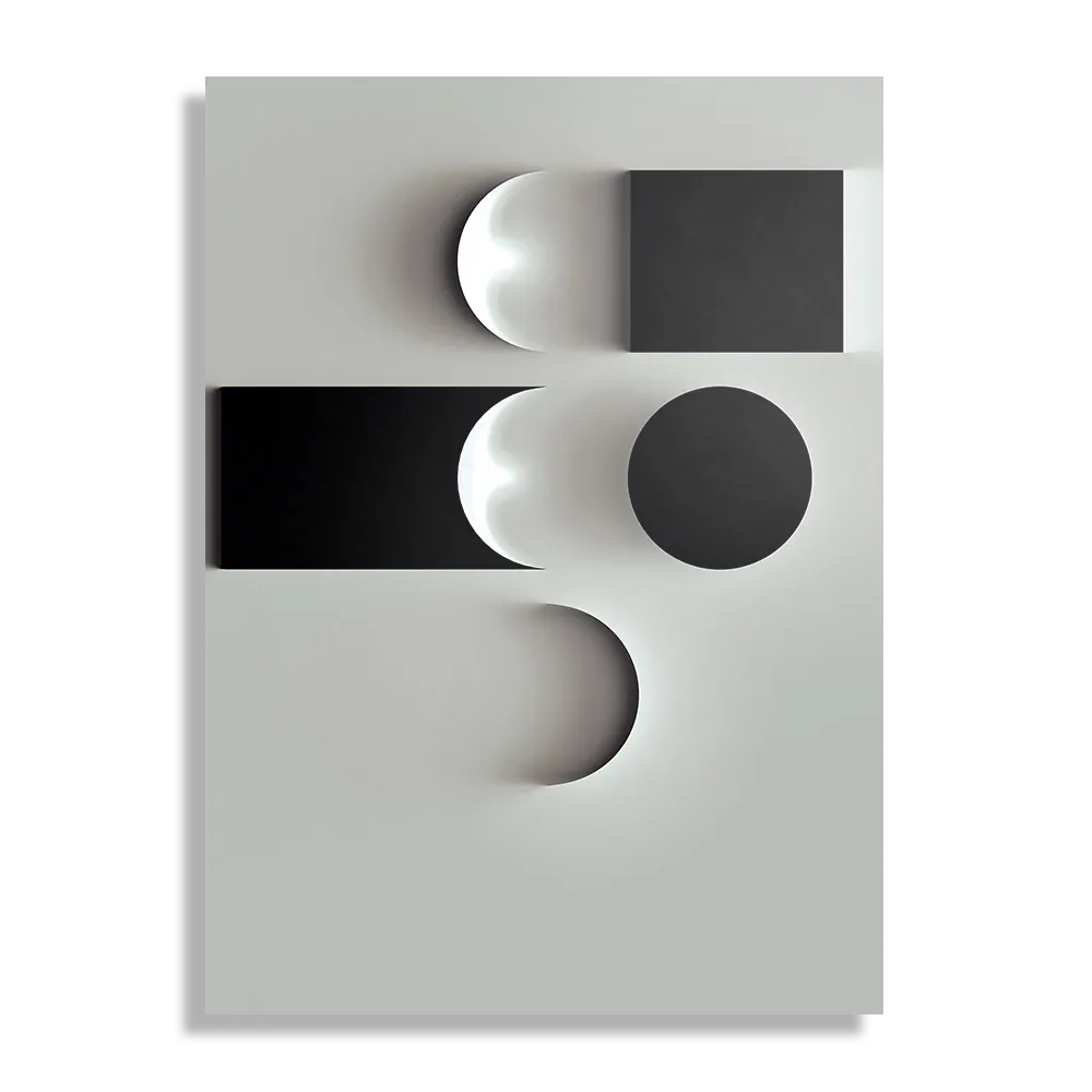 Schilderij Scandinavisch Wit met Zwart Element 02 Rechthoek Verticaal Template DB 50 70 Verticaal Abstract 62 1