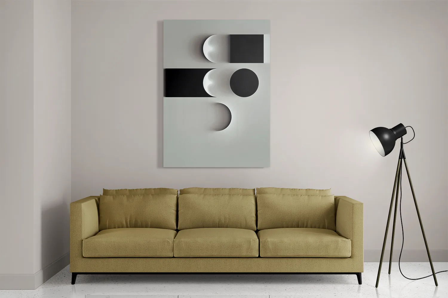 Schilderij Scandinavisch Wit met Zwart Element 02 Rechthoek Verticaal Template DB 50 70 Verticaal Abstract 62 2