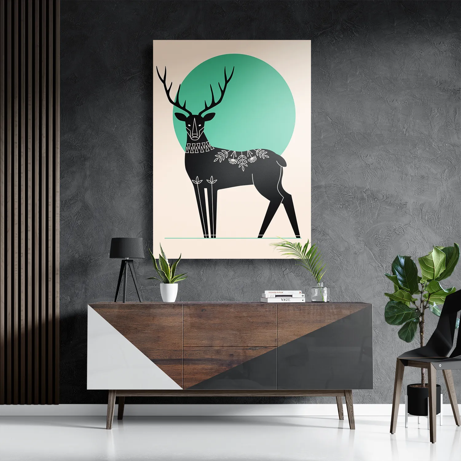 Schilderij Abstract Hert Rechthoek Verticaal Template DB 50 70 Verticaal Abstract 65 3
