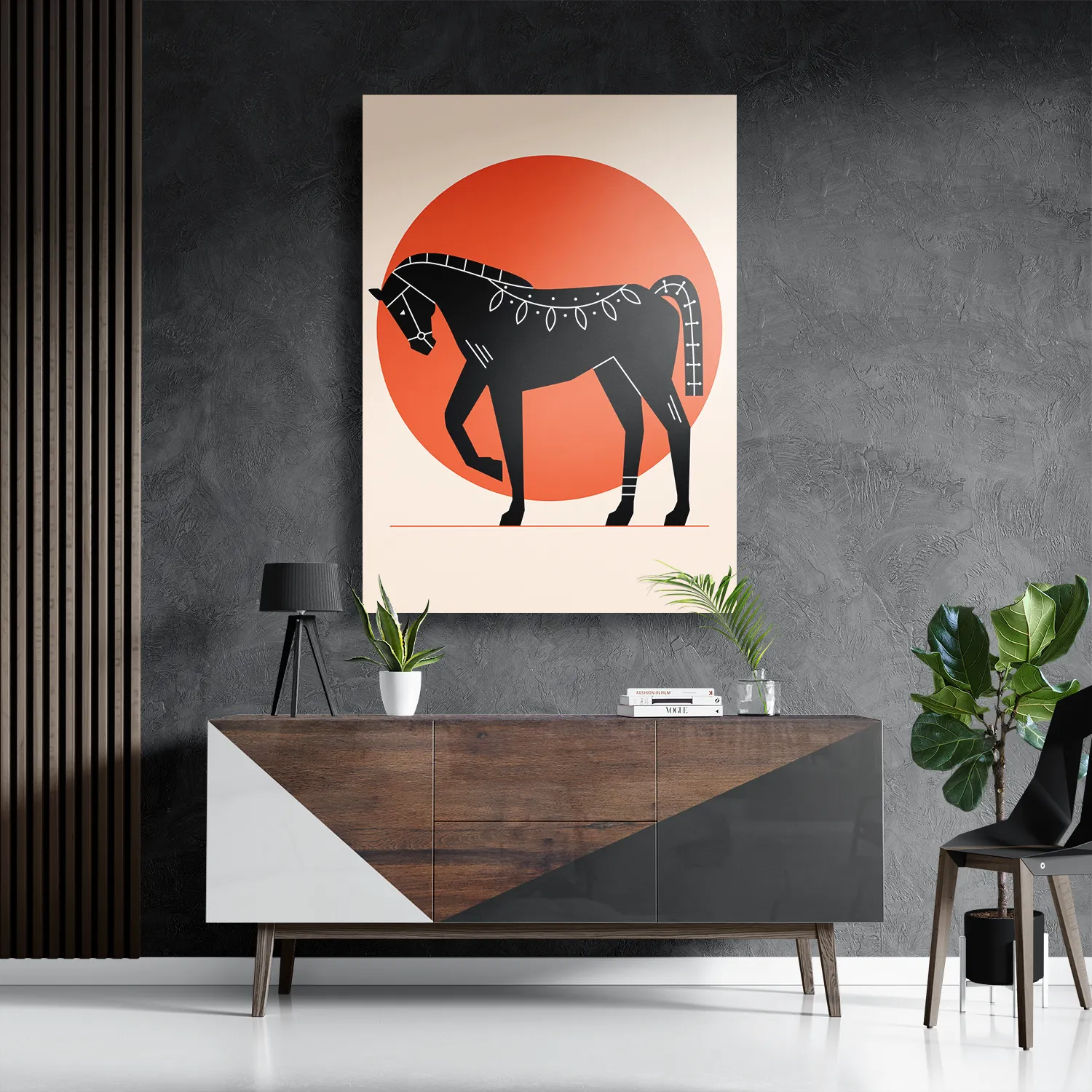 Schilderij Abstract Paard Rechthoek Verticaal Template DB 50 70 Verticaal Abstract 70 3