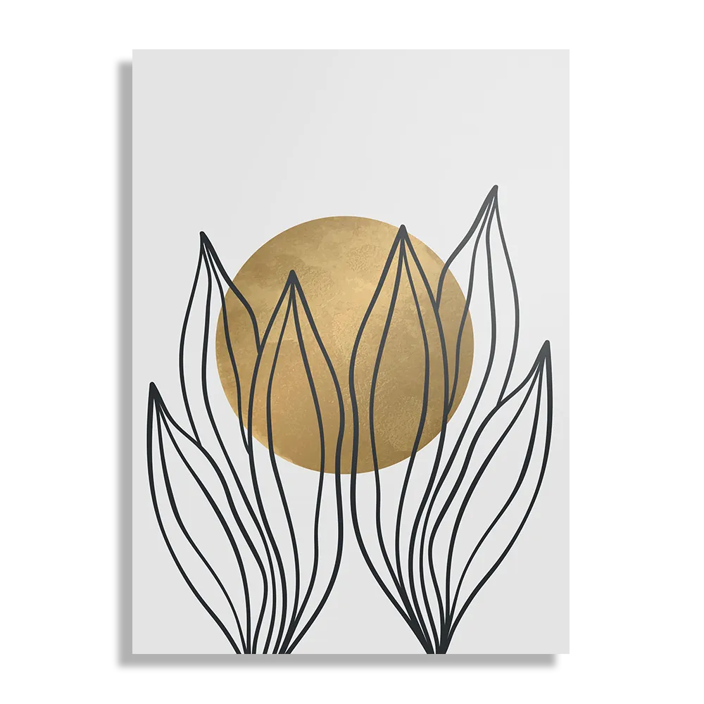 Schilderij Scandinavisch Design Plant met Goud Element 01 Rechthoek Verticaal Template DB 50 70 Verticaal Abstract 72 1