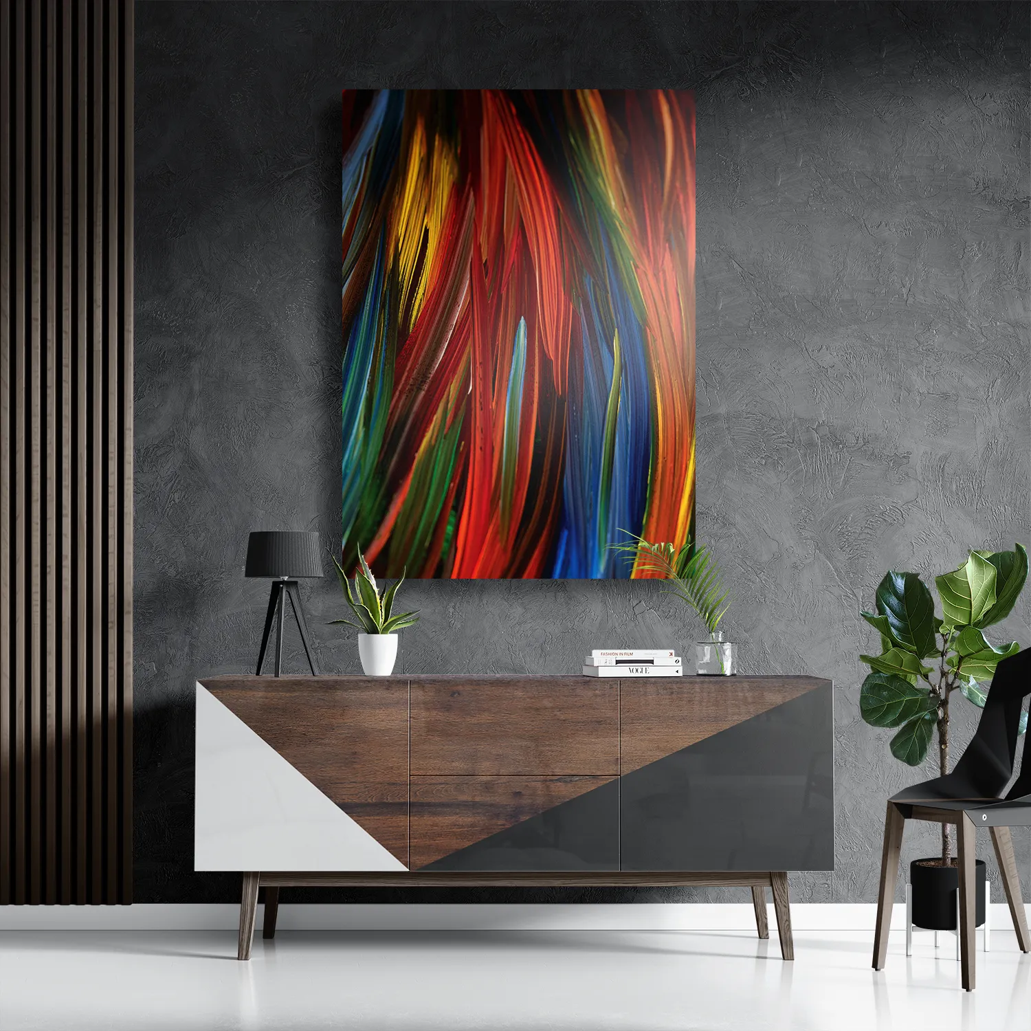Schilderij Geschilderde Strepen Kleurrijk Rechthoek Verticaal Template DB 50 70 Verticaal Abstract 75 3