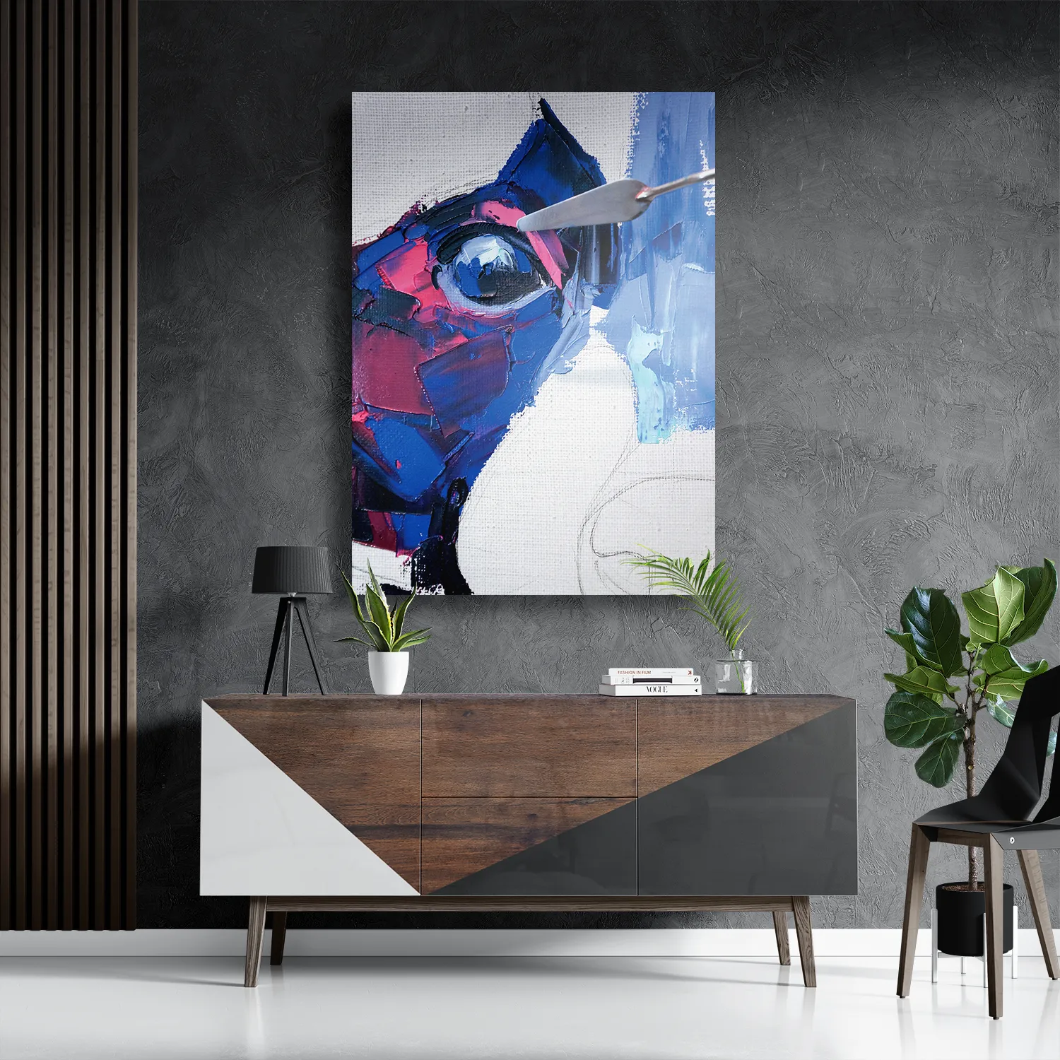 Schilderij Niet Afgeschilderde Dierenkop Kleurrijk Rechthoek Verticaal Template DB 50 70 Verticaal Abstract 76 3