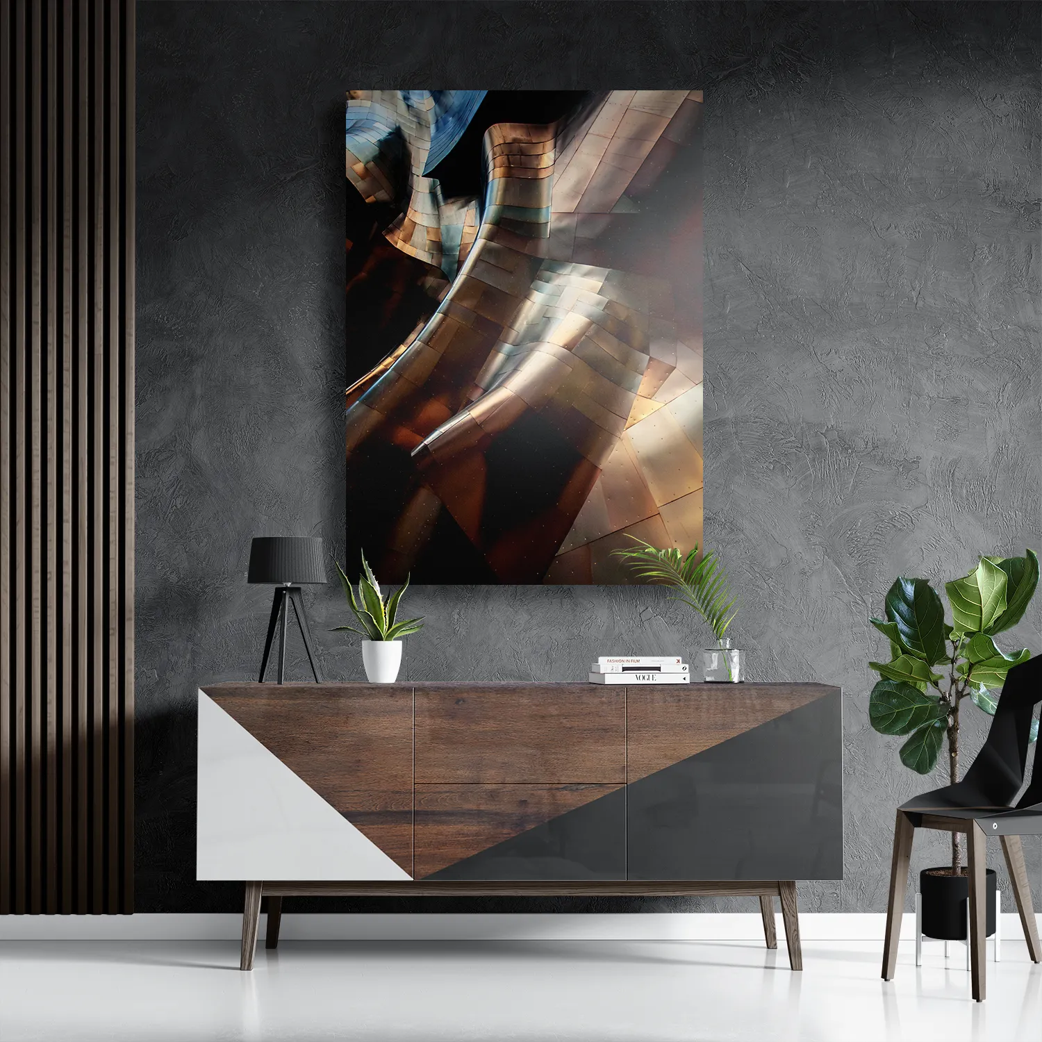 Schilderij Gebogen Stalen Platen - Twisted Metal Rechthoek Verticaal Template DB 50 70 Verticaal Abstract 82 3