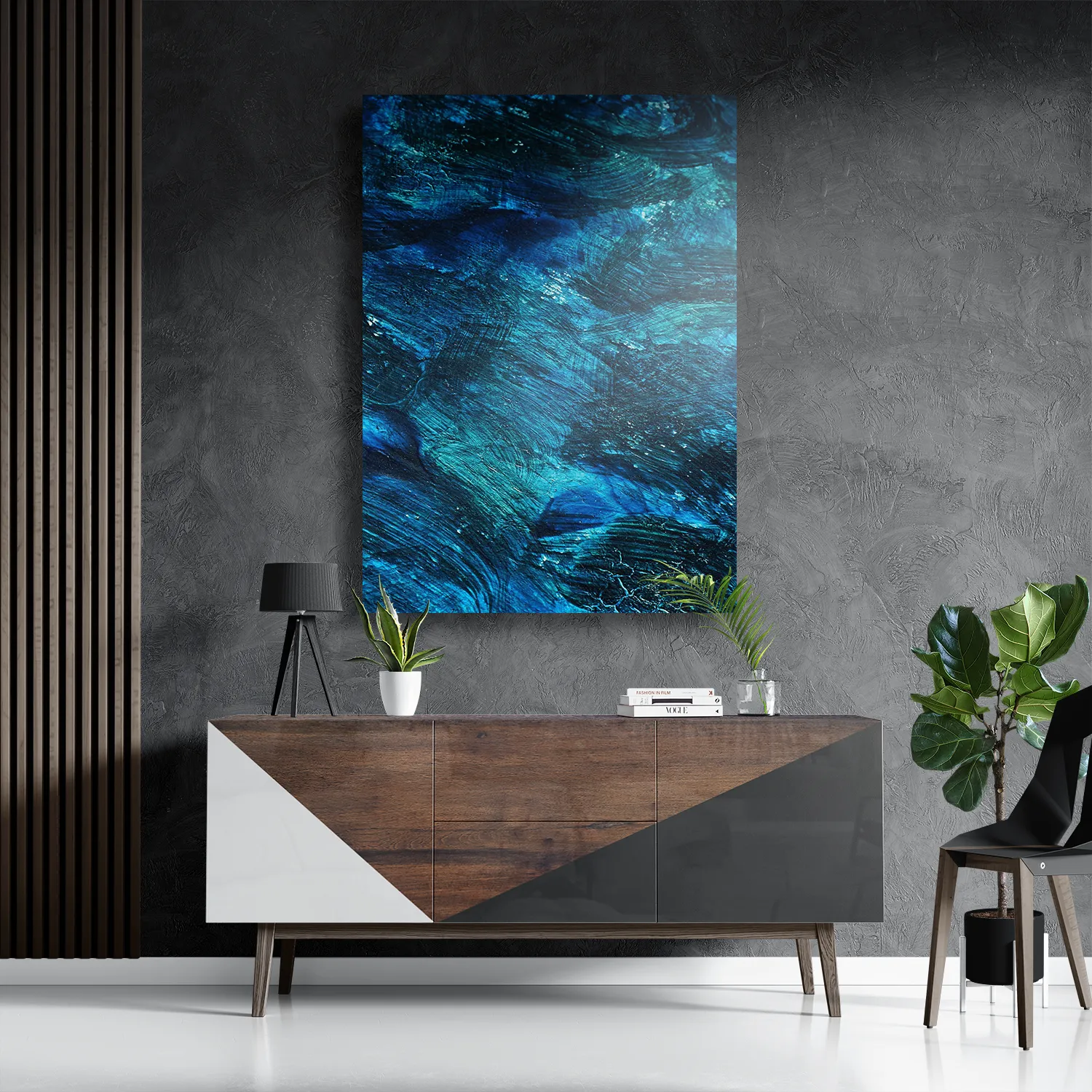 Schilderij Abstrat Blauw Rechthoek Verticaal Template DB 50 70 Verticaal Abstract 84 3