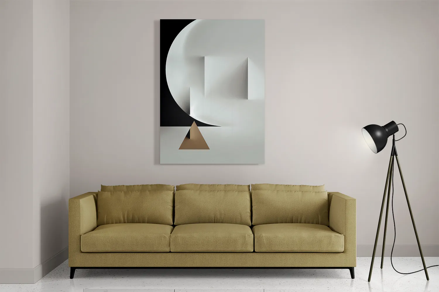 Schilderij Scandinavisch Wit met Goudkleurig Element 02 Rechthoek Verticaal Template DB 50 70 Verticaal Abstract 91 2