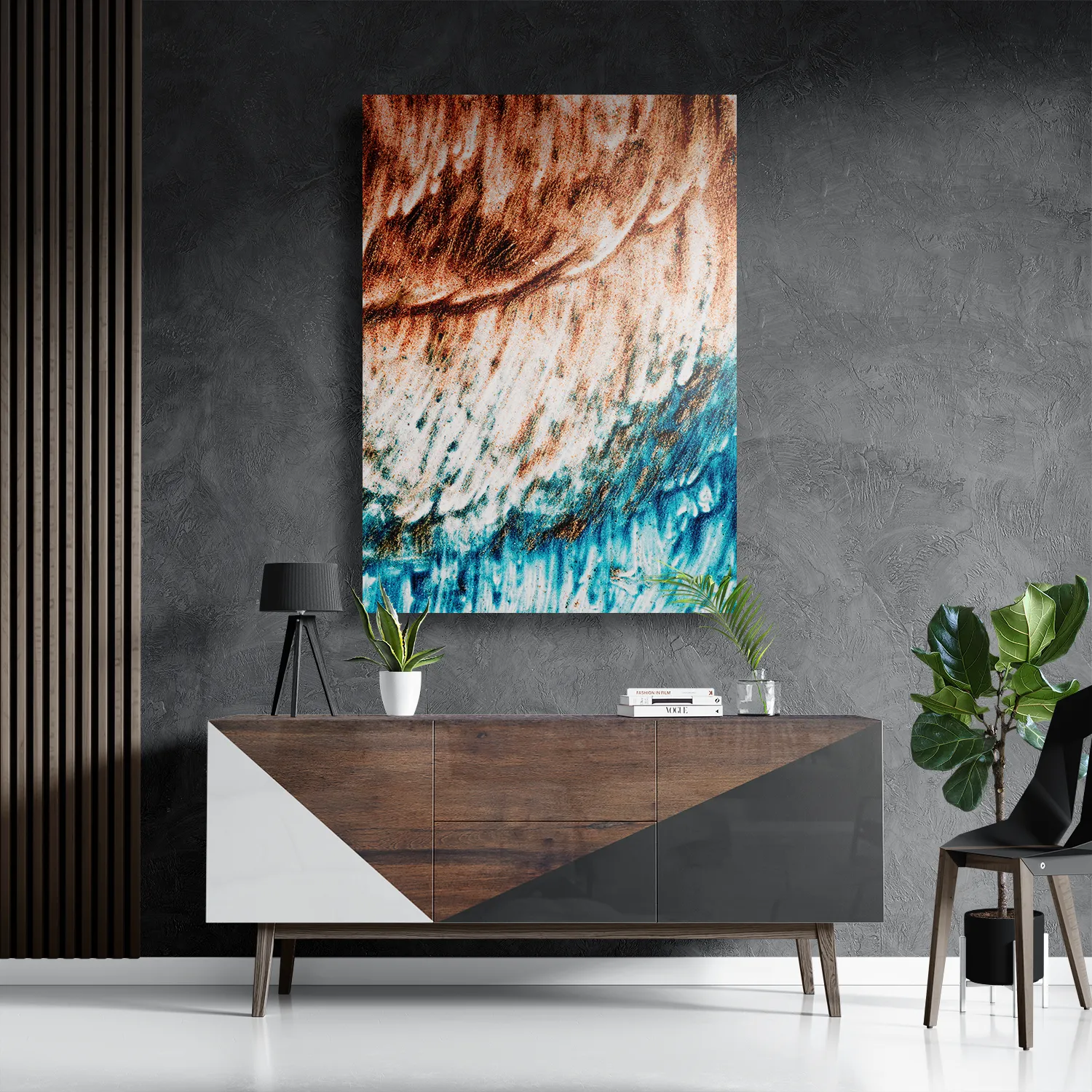 Template_DB_50-70_Verticaal_Abstract_93-3 Schilderij Kunst Oranje blauw Rechthoek Verticaal Template DB 50 70 Verticaal Abstract 93 3