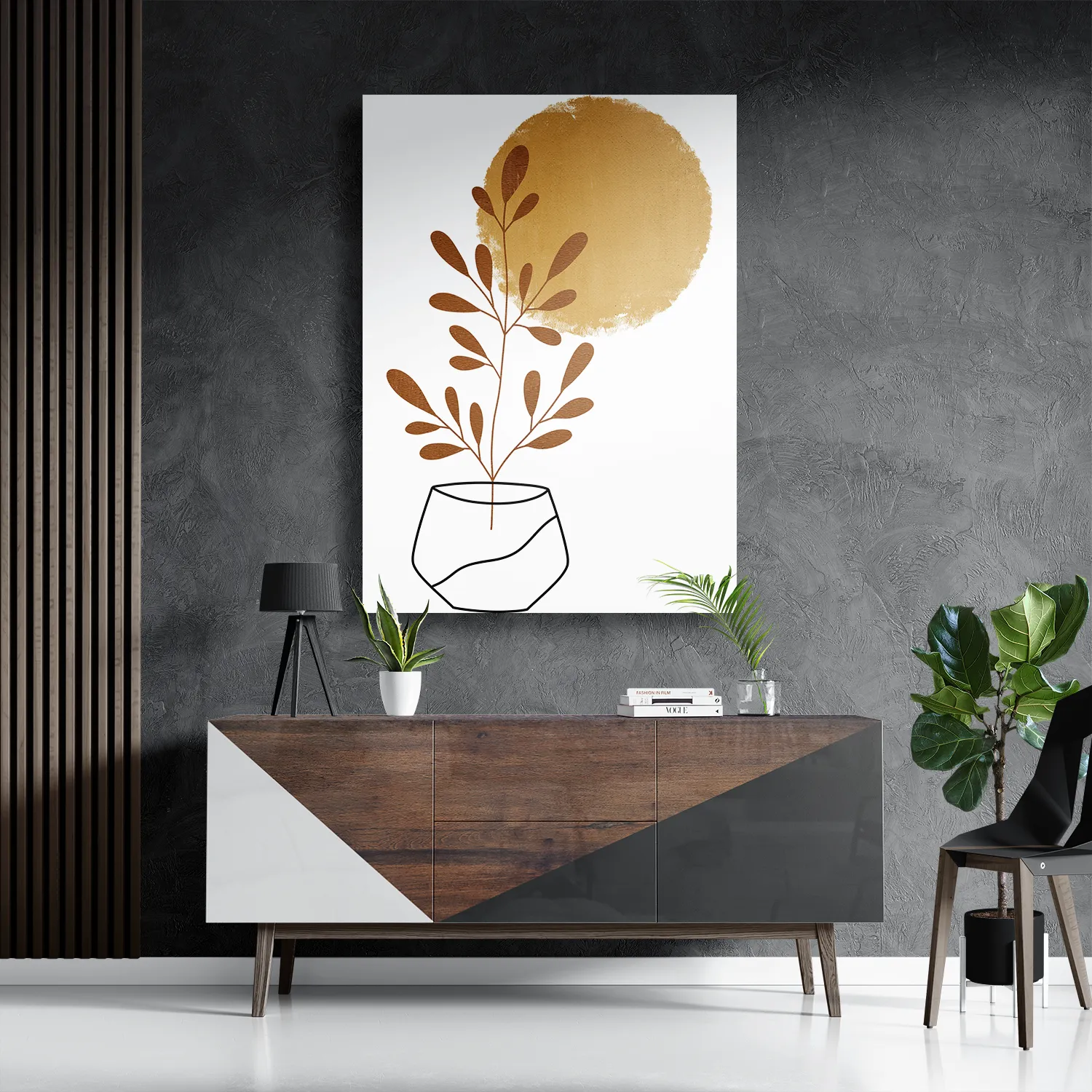 Schilderij Naturel Tinten Bloempot Rechthoek Verticaal Template DB 50 70 Verticaal Abstract 98 3