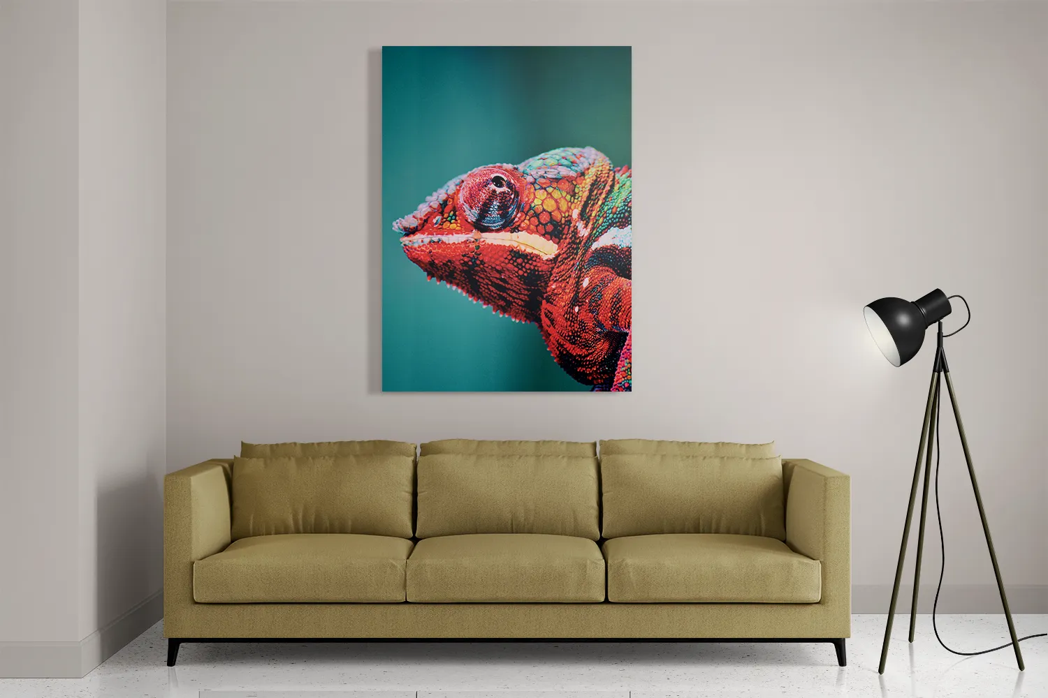Schilderij Kameleon Kleurrijk Rechthoek Verticaal Template DB 50 70 Verticaal Dieren 10 2