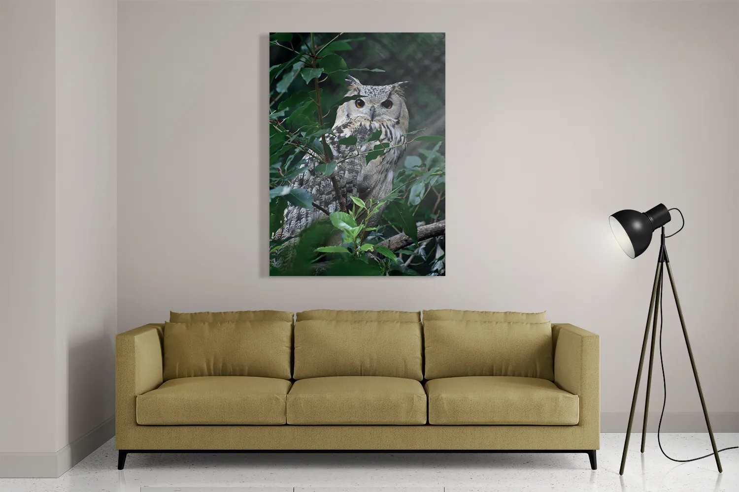 Schilderij Uil Op Tak Rechthoek Verticaal Template DB 50 70 Verticaal Dieren 12 2