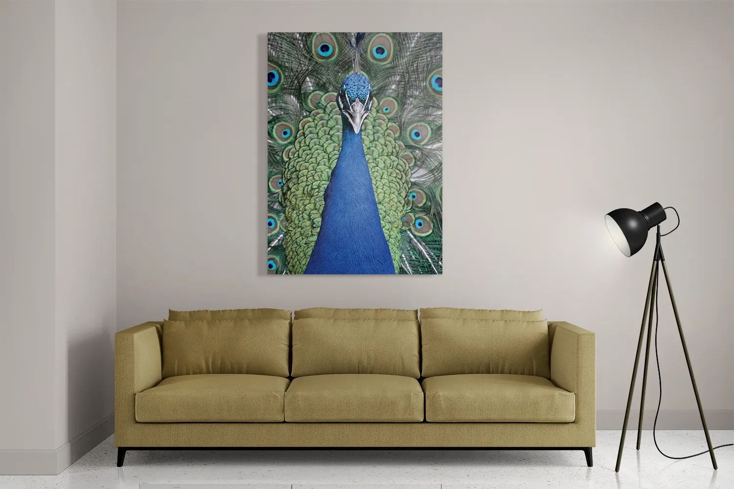 Schilderij Blauwe Pauw Met Groene Verem Rechthoek Verticaal Template DB 50 70 Verticaal Dieren 20 2