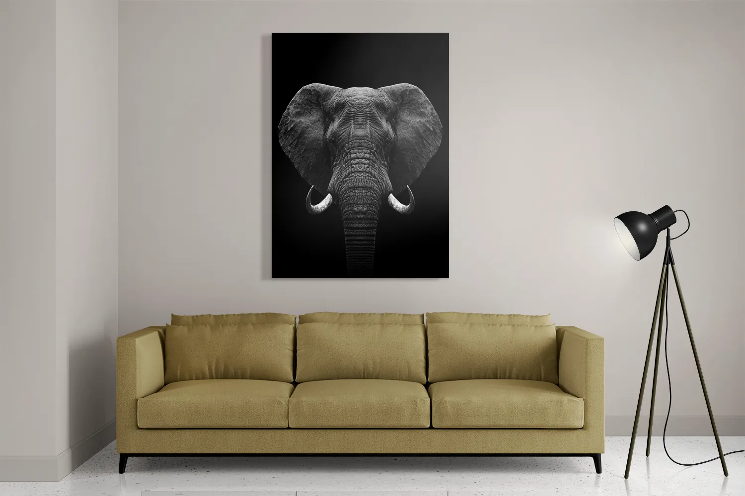 Schilderij Olifant Zwart Wit Rechthoek Verticaal Template DB 50 70 Verticaal Dieren 56 2