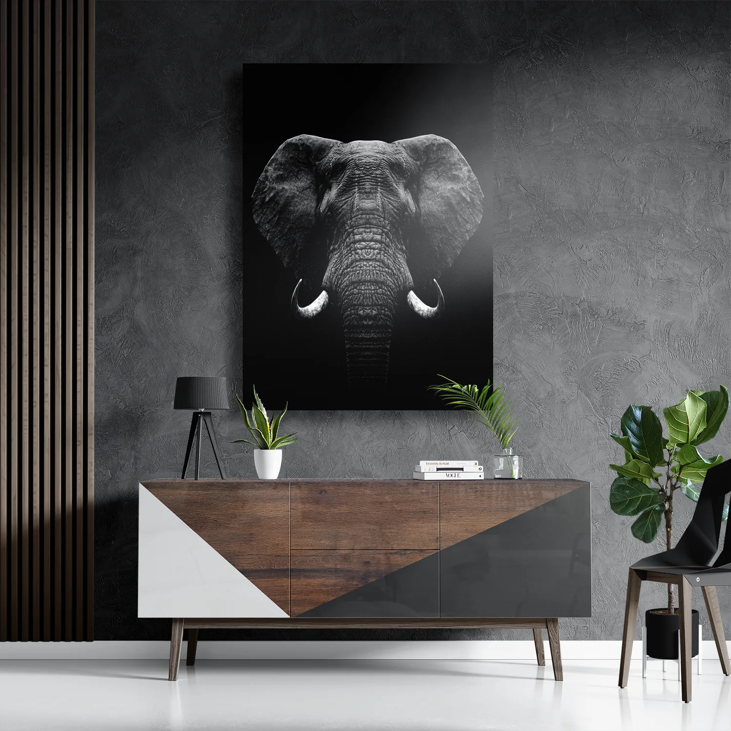 Schilderij Olifant Zwart Wit Rechthoek Verticaal Template DB 50 70 Verticaal Dieren 56 3