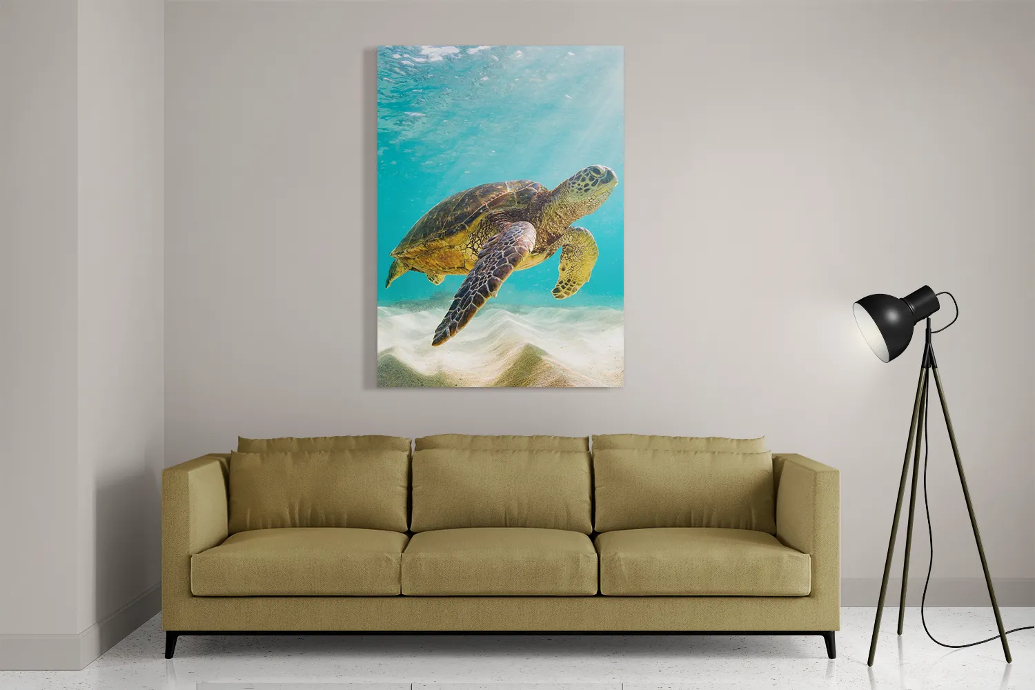 Schilderij Zeeschildpad In Helderblauw Water 04 Rechthoek Verticaal Template DB 50 70 Verticaal Dieren 58 2