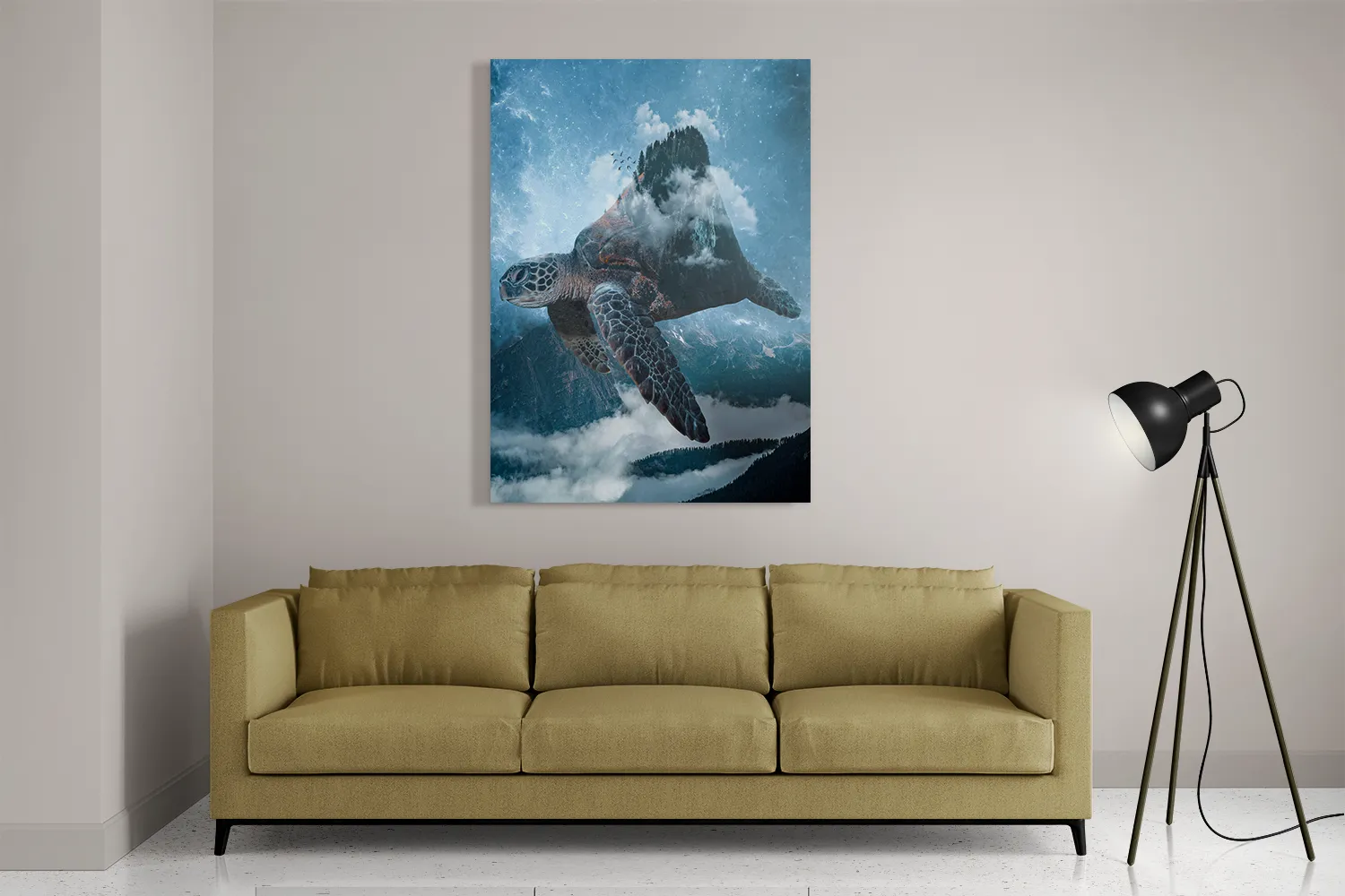 Schilderij De Vliegende Zeeschildpad Rechthoek Verticaal Template DB 50 70 Verticaal Dieren 70 2