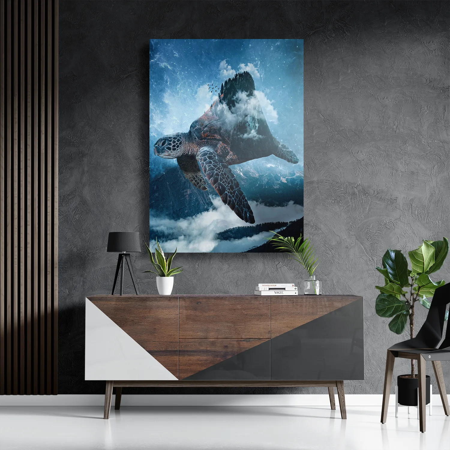 Schilderij De Vliegende Zeeschildpad Rechthoek Verticaal Template DB 50 70 Verticaal Dieren 70 3