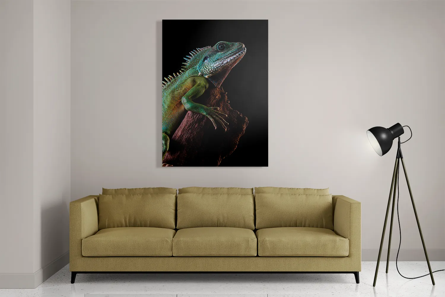 Schilderij De Groene Kameleon Rechthoek Verticaal Template DB 50 70 Verticaal Dieren 73 2