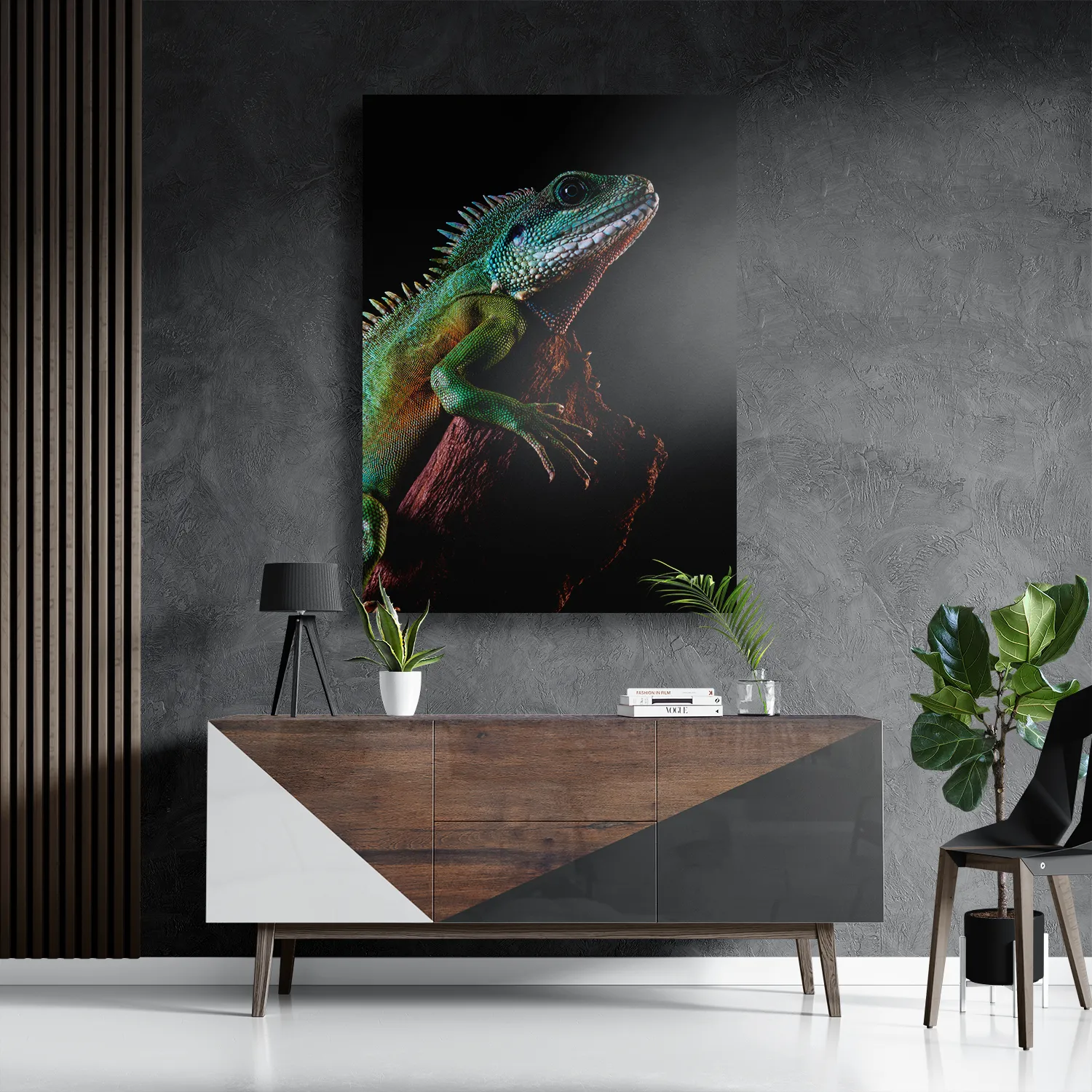 Schilderij De Groene Kameleon Rechthoek Verticaal Template DB 50 70 Verticaal Dieren 73 3