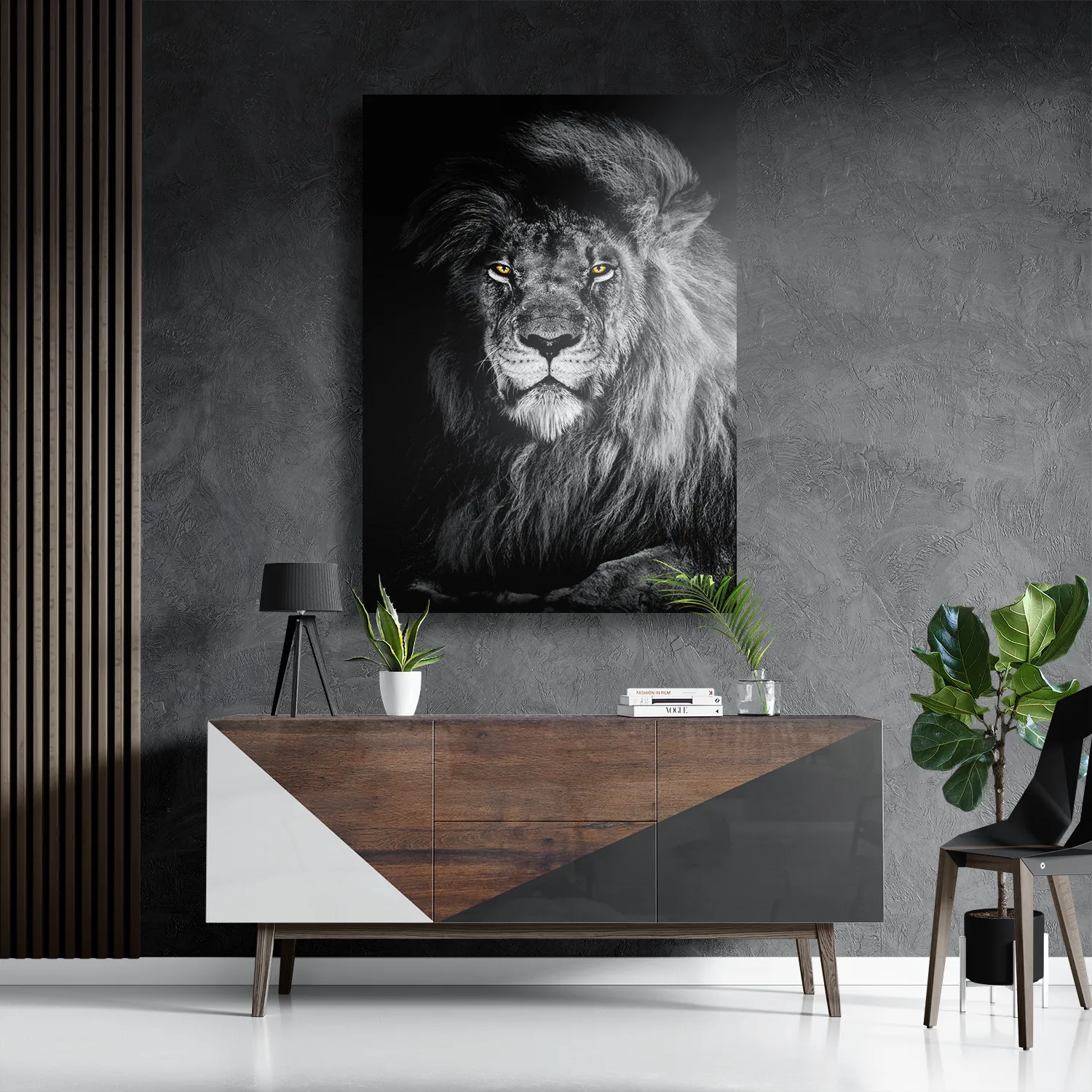 Schilderij De Zwart Witte Leeuw Rechthoek Verticaal Template DB 50 70 Verticaal Dieren 75 3