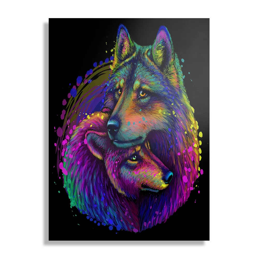 Schilderij Colored Wolves Rechthoek Verticaal Template DB 50 70 Verticaal Dieren 80 1