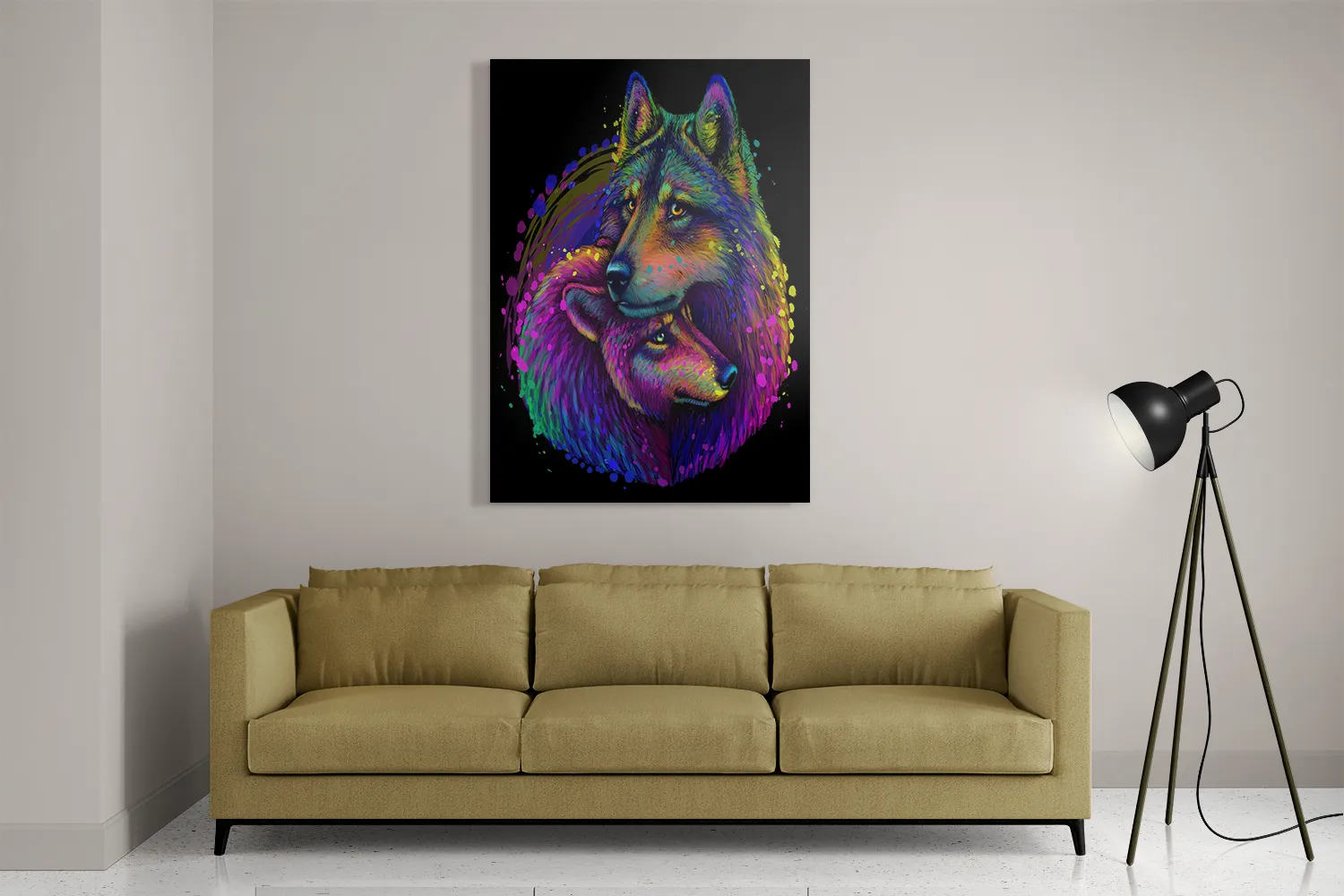 Schilderij Colored Wolves Rechthoek Verticaal Template DB 50 70 Verticaal Dieren 80 2