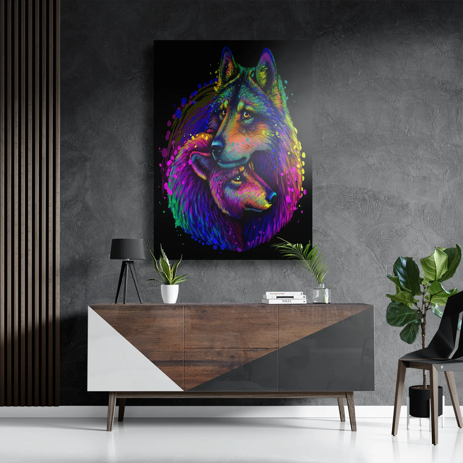 Schilderij Colored Wolves Rechthoek Verticaal Template DB 50 70 Verticaal Dieren 80 3