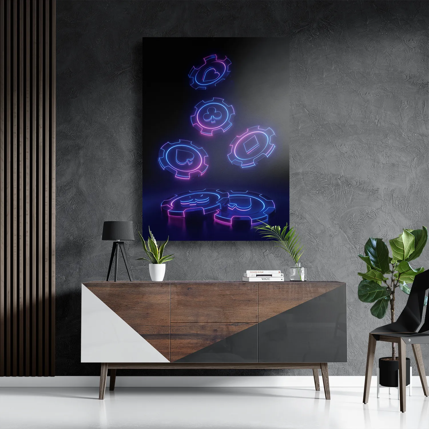 Schilderij Pokerfiches Rechthoek Verticaal Template DB 50 70 Verticaal Gaming En Spel 19 3