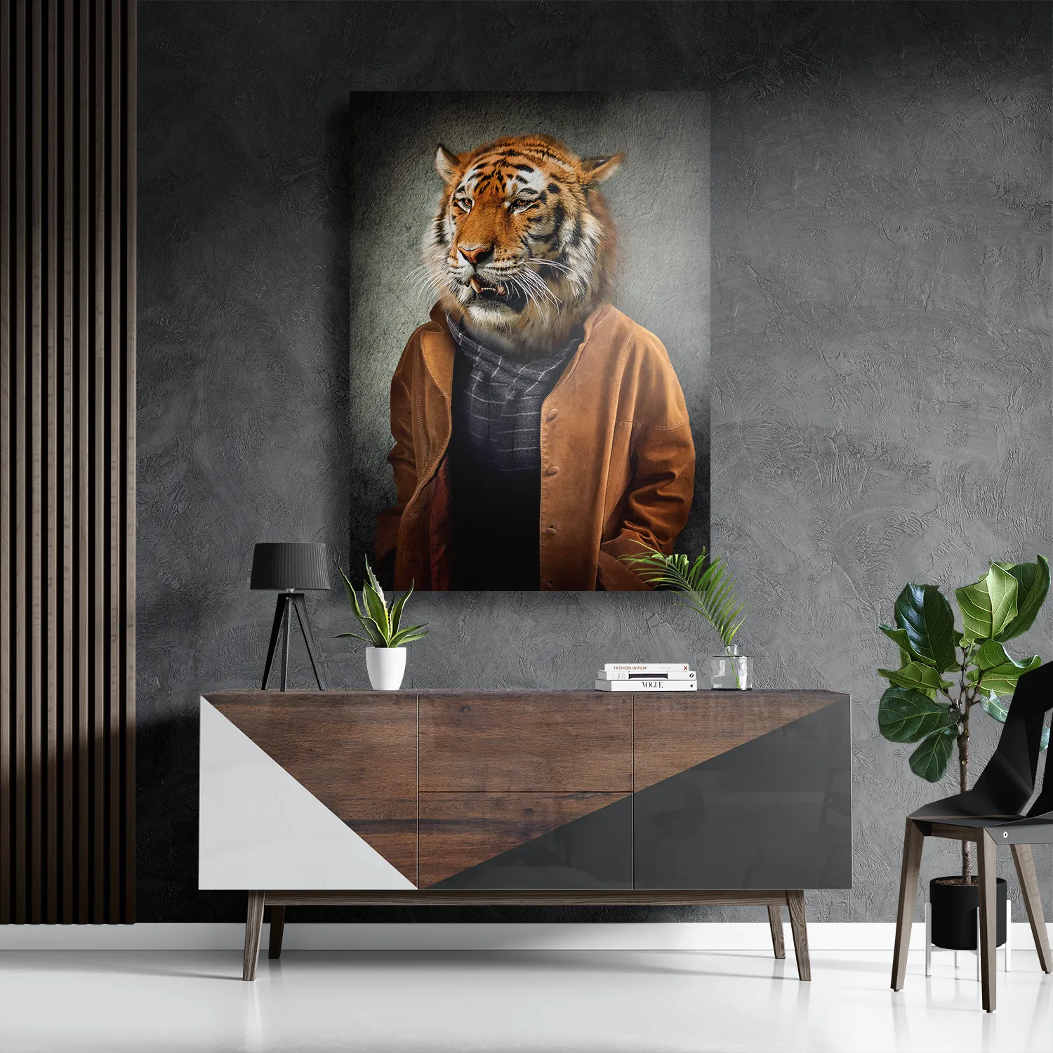 Schilderij Menselijke Tijger Rechthoek Verticaal Template DB 50 70 Verticaal Ironisch 4 3