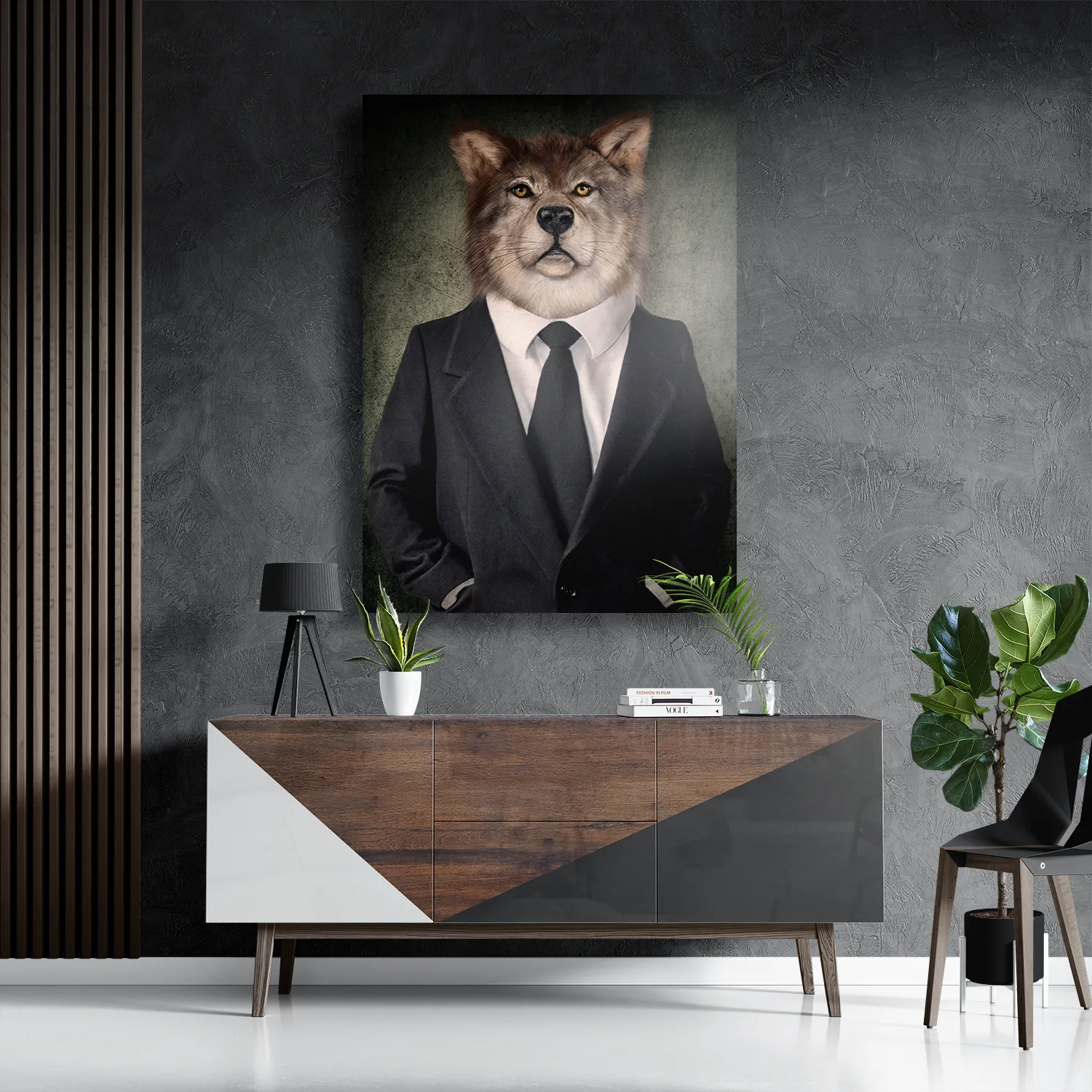 Schilderij Menselijke Vos In Casual Pak Rechthoek Verticaal Template DB 50 70 Verticaal Ironisch 5 3