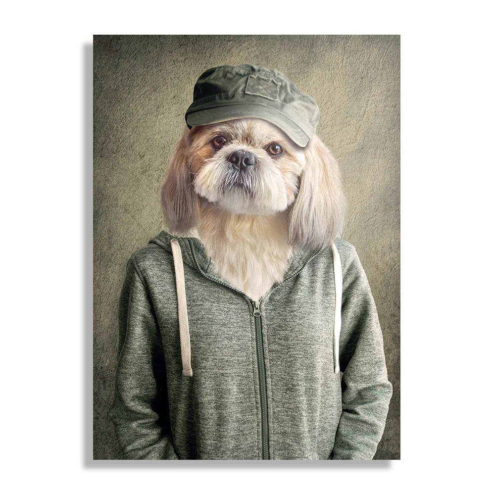 Schilderij Menselijke Hond Met Pet Rechthoek Verticaal Template DB 50 70 Verticaal Ironisch 8 1
