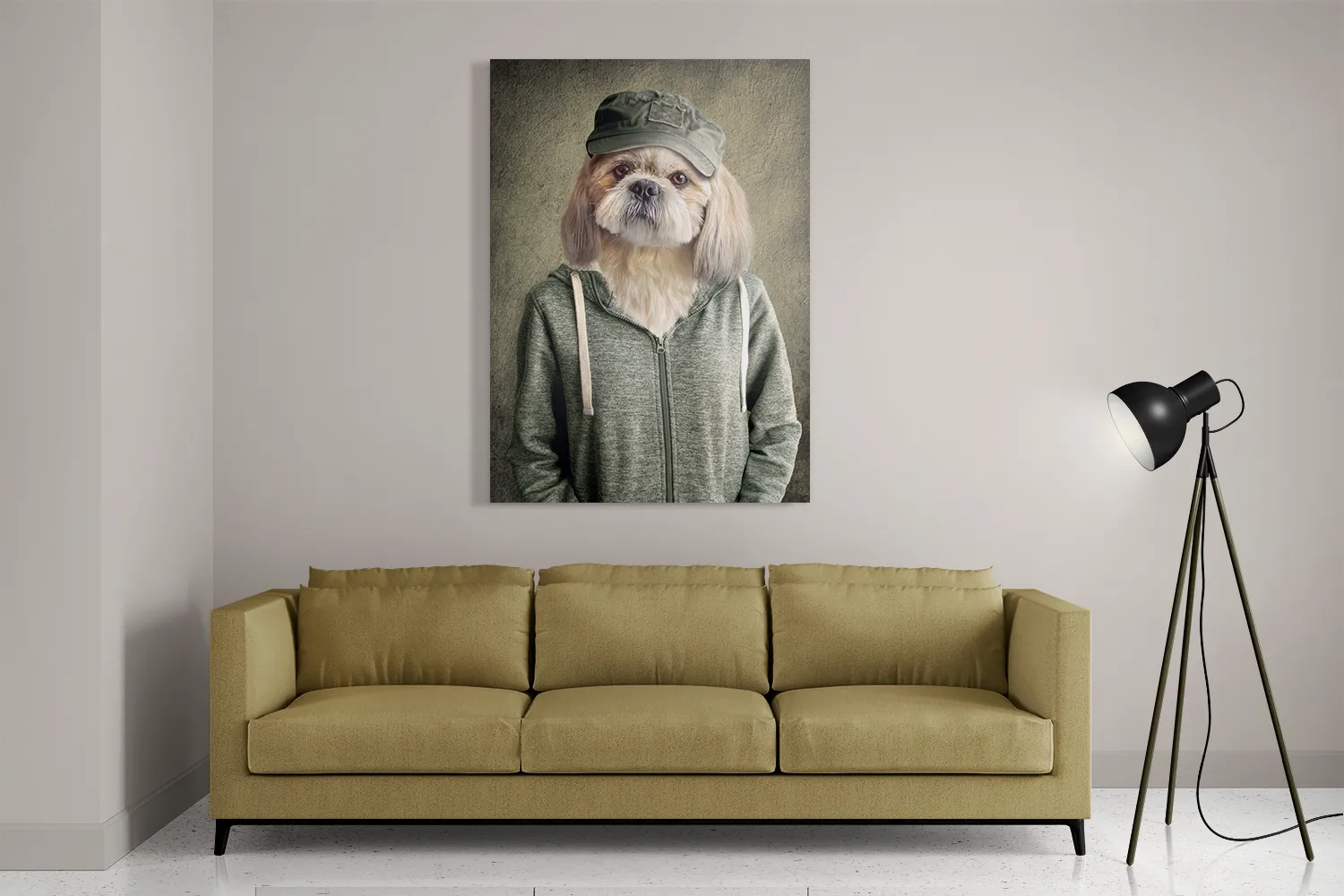 Schilderij Menselijke Hond Met Pet Rechthoek Verticaal Template DB 50 70 Verticaal Ironisch 8 2