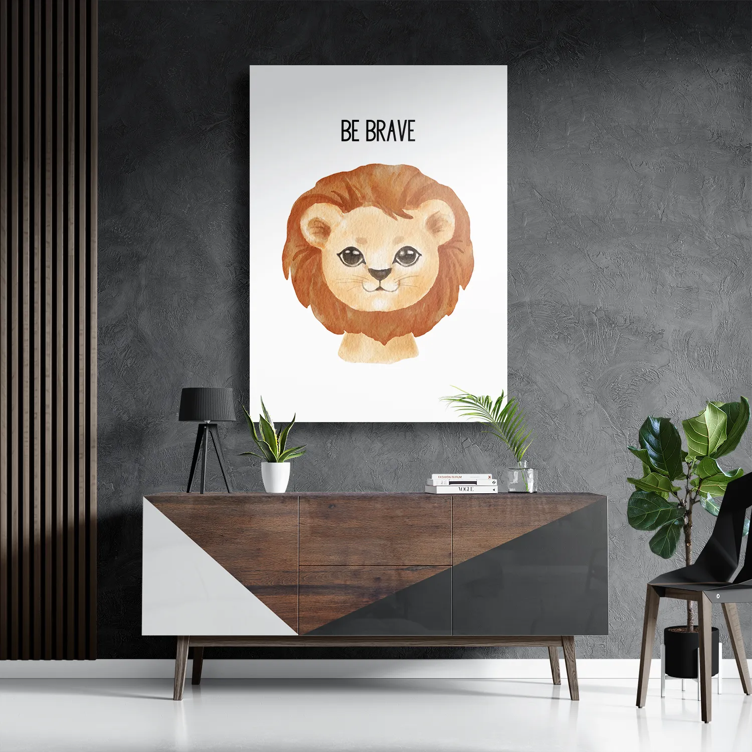 Schilderij Be Brave Leeuw Rechthoek Verticaal Template DB 50 70 Verticaal Kinderen 10 3