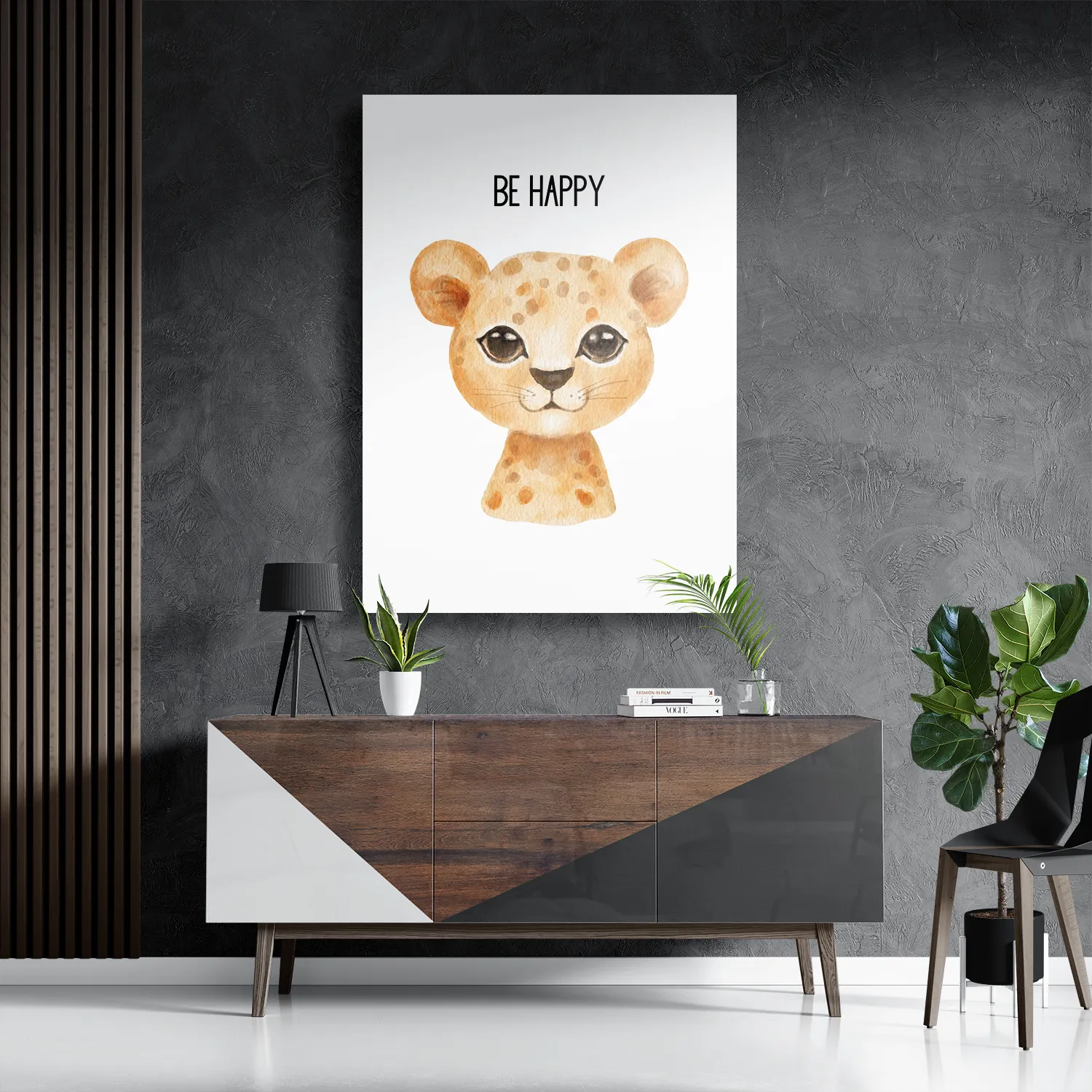 Schilderij Be Happy Leeuwin Rechthoek Verticaal Template DB 50 70 Verticaal Kinderen 11 3