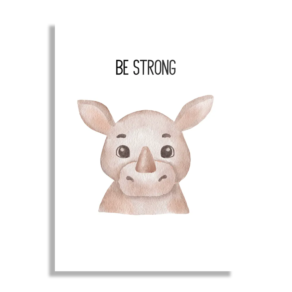 Schilderij Be Strong Neushoorntje Rechthoek Verticaal Template DB 50 70 Verticaal Kinderen 12 1