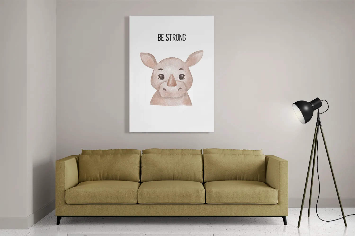 Schilderij Be Strong Neushoorntje Rechthoek Verticaal Template DB 50 70 Verticaal Kinderen 12 2
