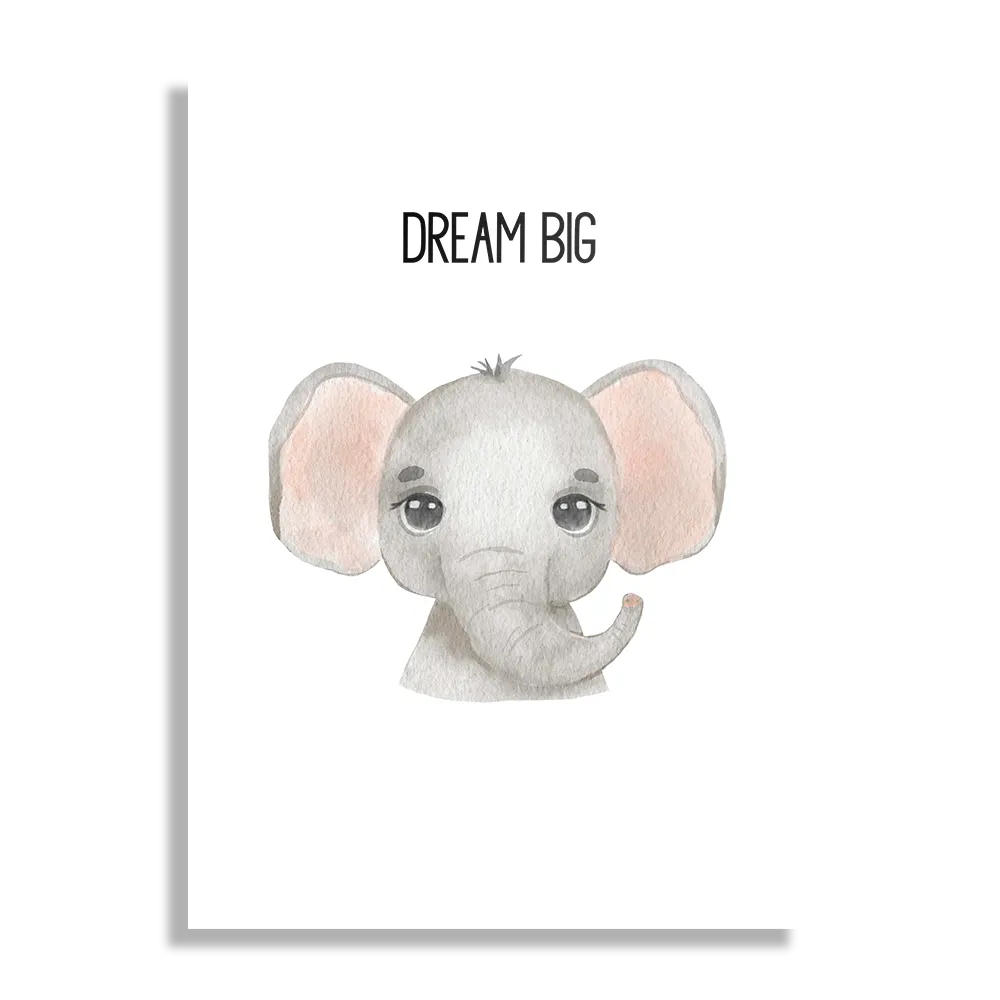 Schilderij Dream Big Olifantje Rechthoek Verticaal Template DB 50 70 Verticaal Kinderen 17 1