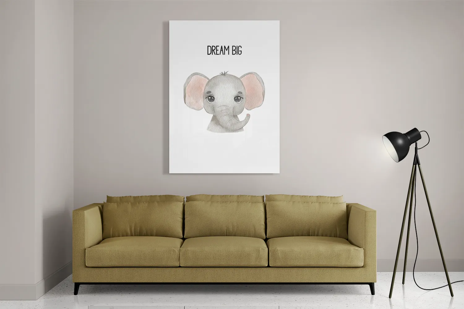 Schilderij Dream Big Olifantje Rechthoek Verticaal Template DB 50 70 Verticaal Kinderen 17 2