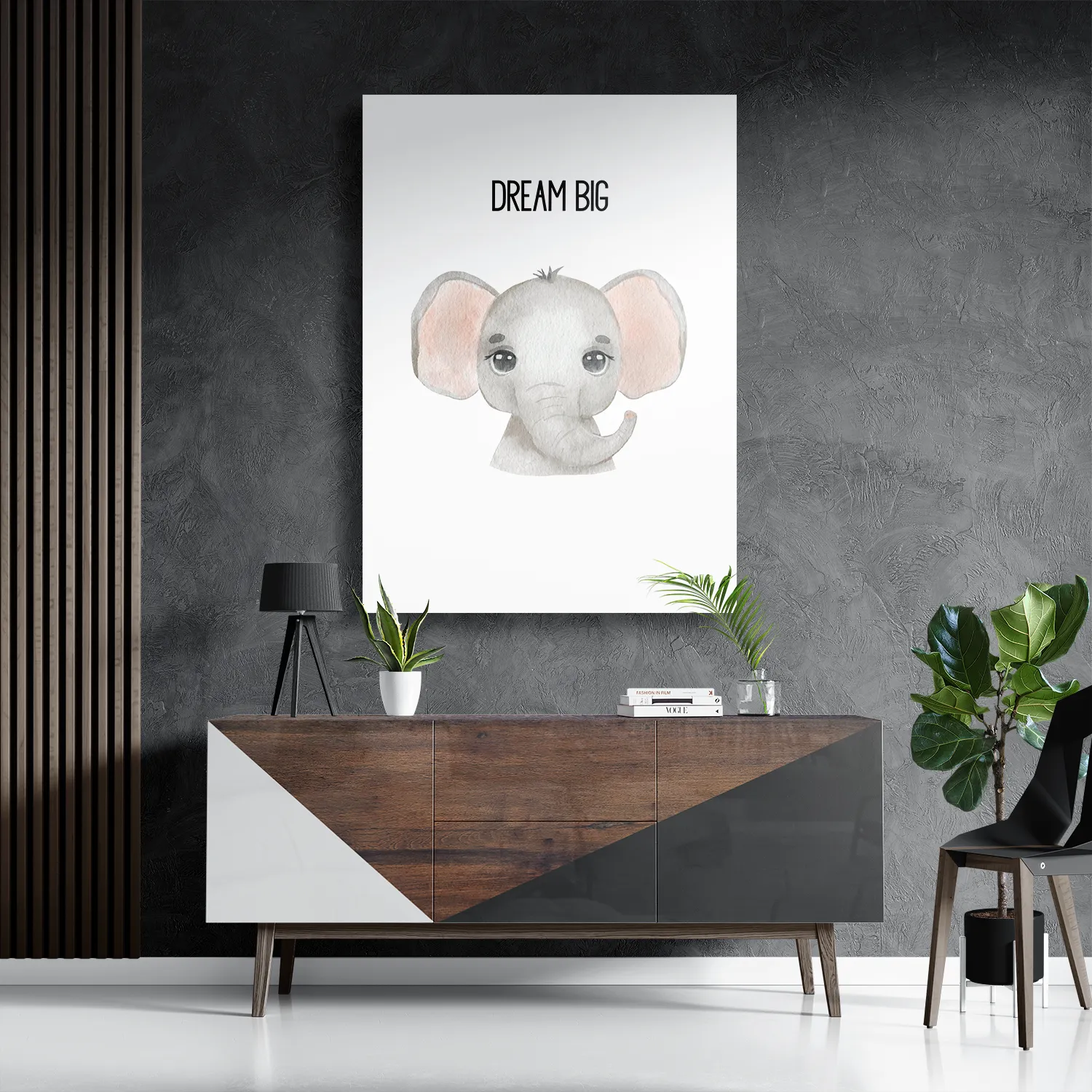 Schilderij Dream Big Olifantje Rechthoek Verticaal Template DB 50 70 Verticaal Kinderen 17 3