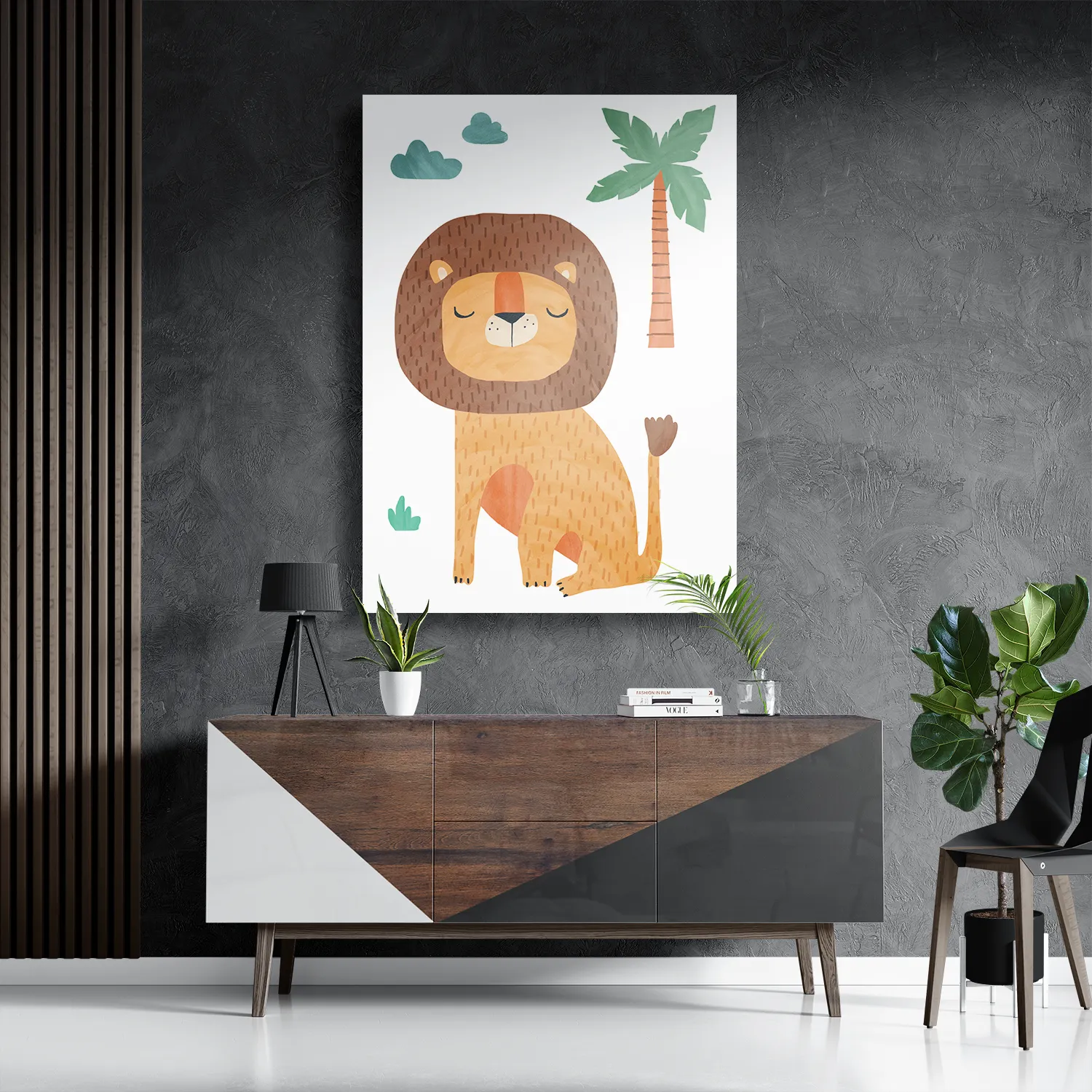 Template_DB_50-70_Verticaal_Kinderen_28-3 Schilderij De Leeuw in het bos Rechthoek Verticaal Template DB 50 70 Verticaal Kinderen 28 3