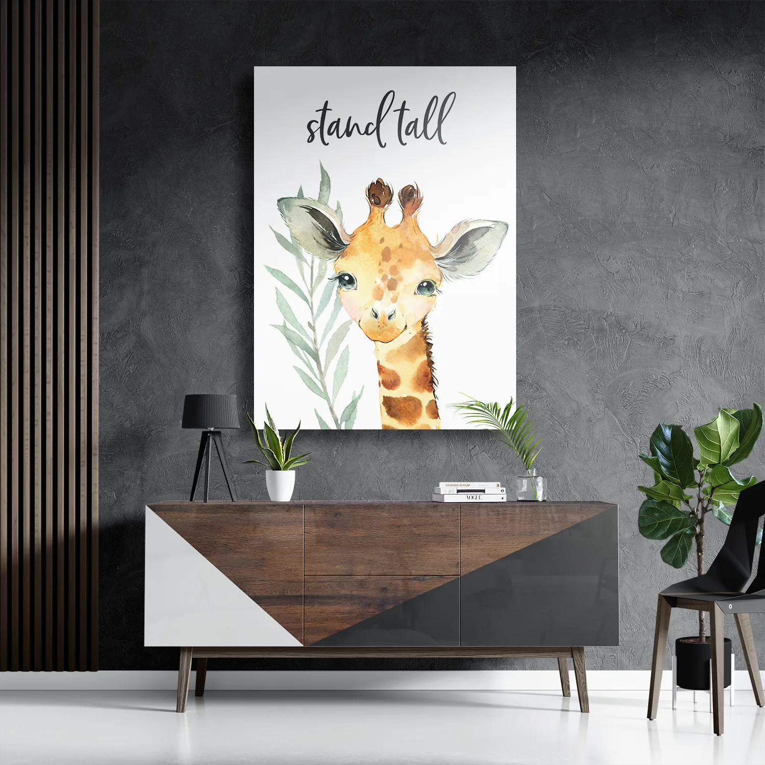 Schilderij Giraffe met de lange nek Rechthoek Verticaal Template DB 50 70 Verticaal Kinderen 5 3