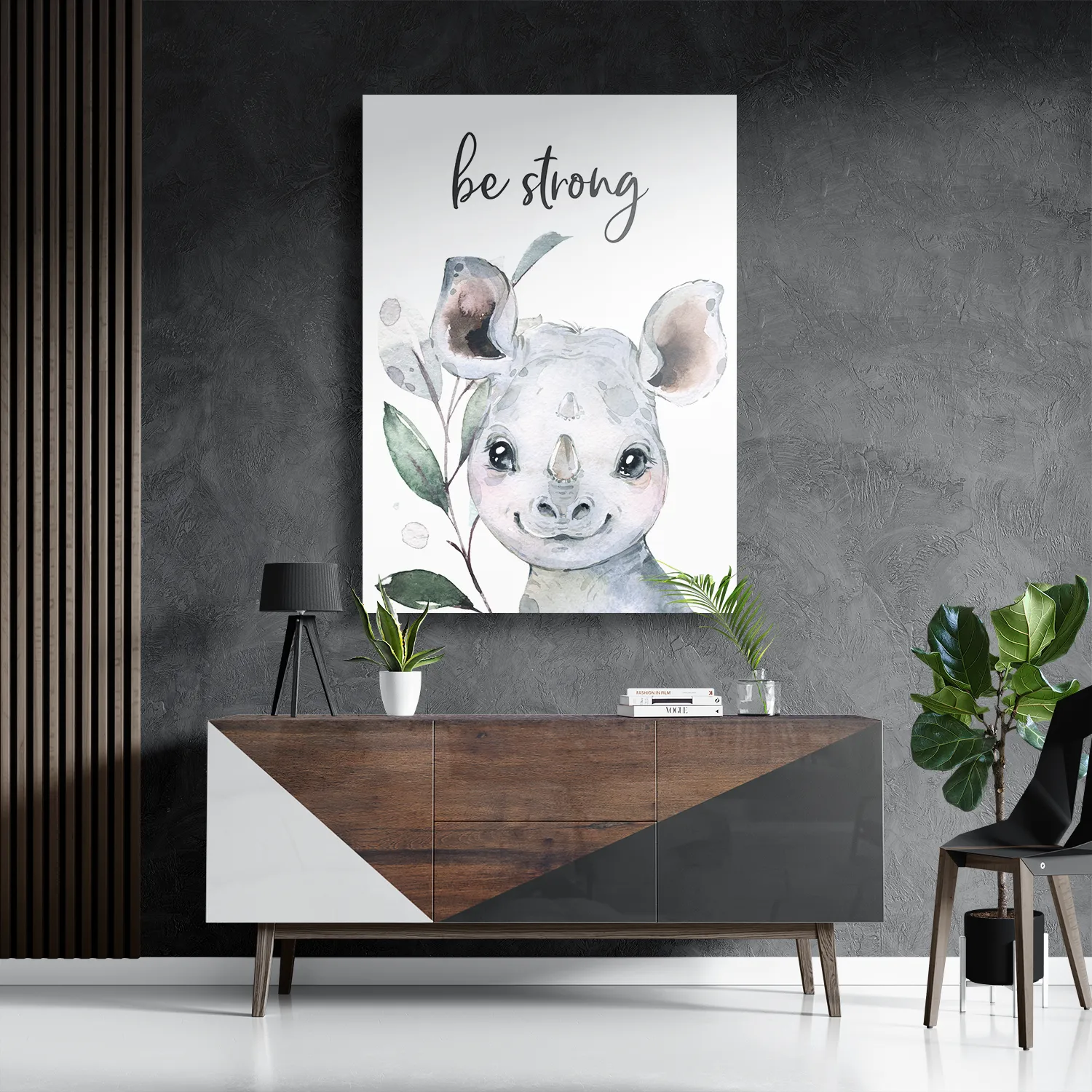 Schilderij Neushoorntje Rechthoek Verticaal Template DB 50 70 Verticaal Kinderen 7 3